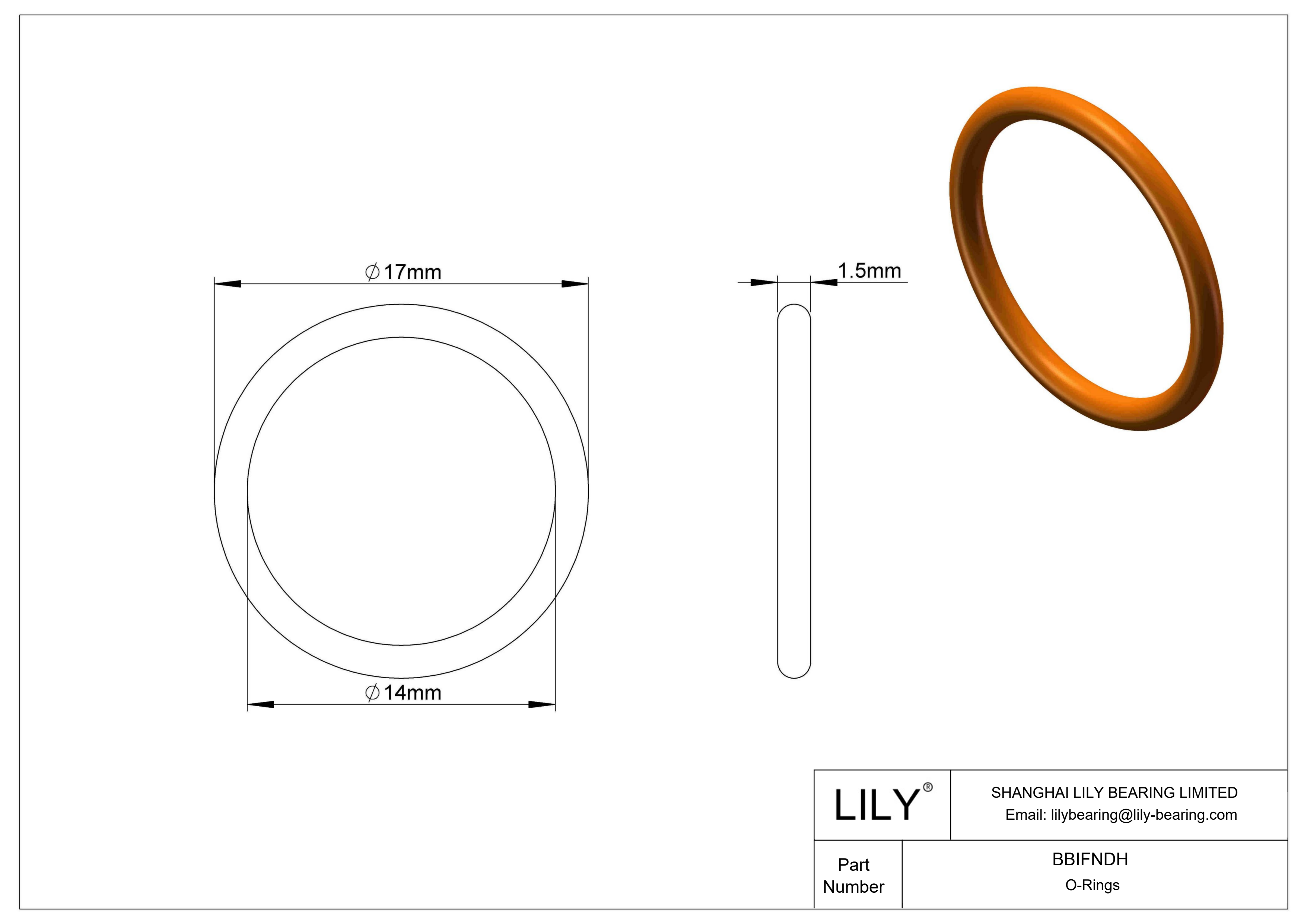 BBIFNDH Chemical Resistant O-rings Round cad drawing