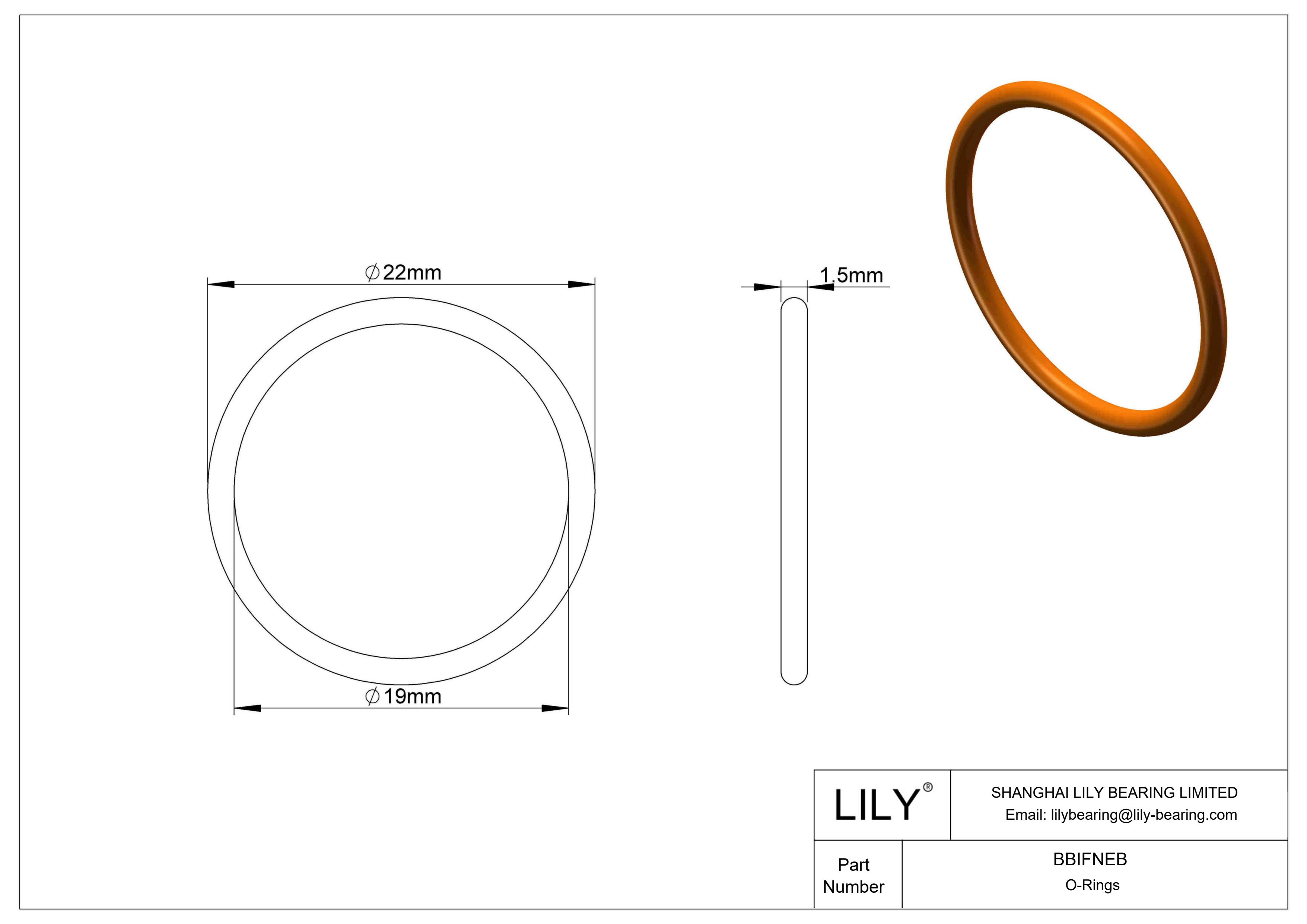 BBIFNEB Chemical Resistant O-rings Round cad drawing