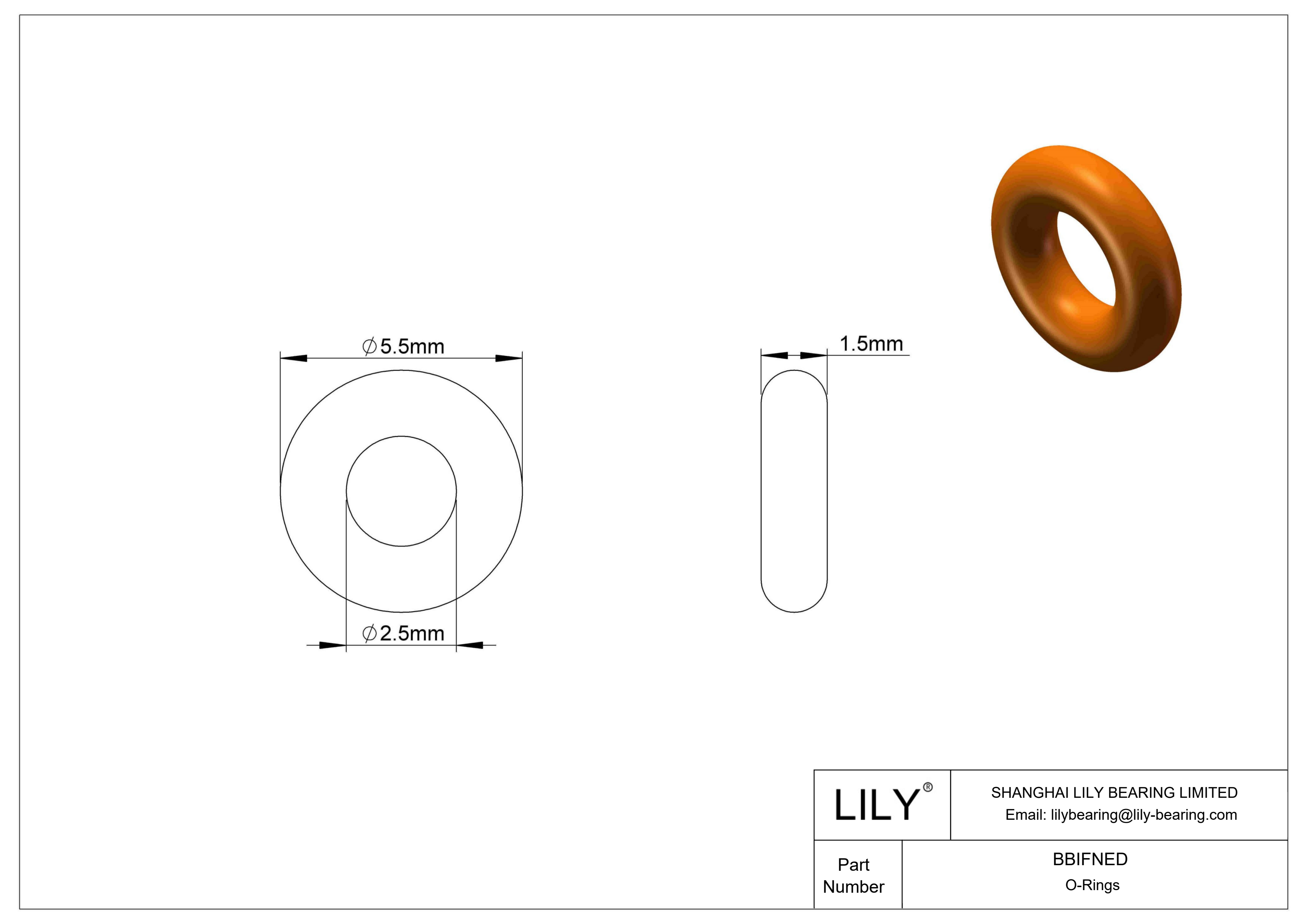 BBIFNED 圆形耐化学性 O 形圈 cad drawing