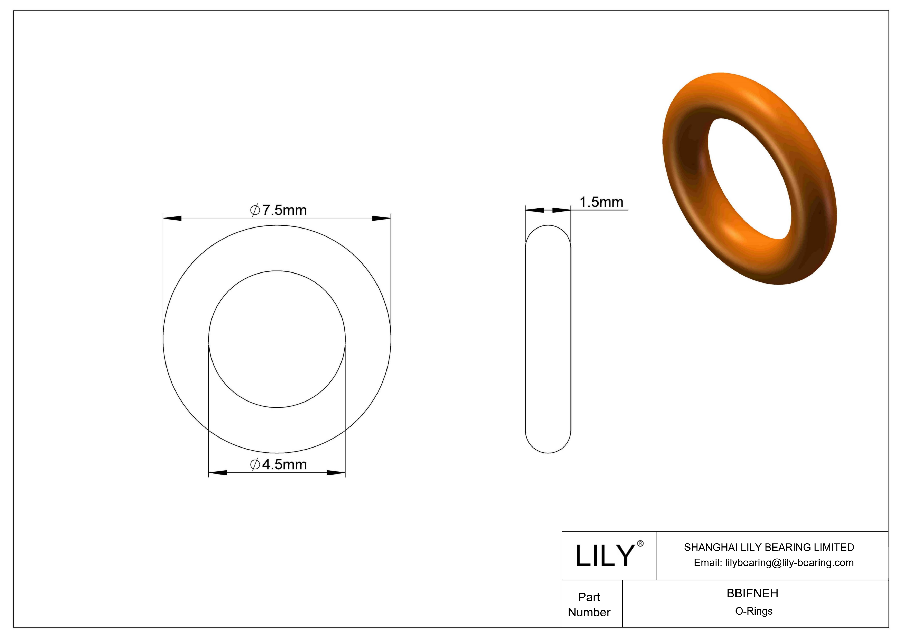 BBIFNEH Juntas tóricas redondas resistentes a productos químicos cad drawing