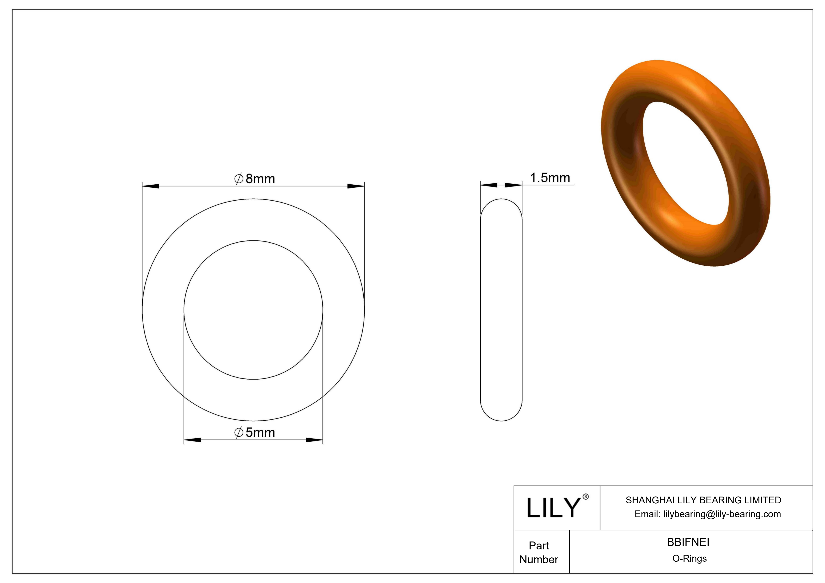 BBIFNEI Chemical Resistant O-rings Round cad drawing