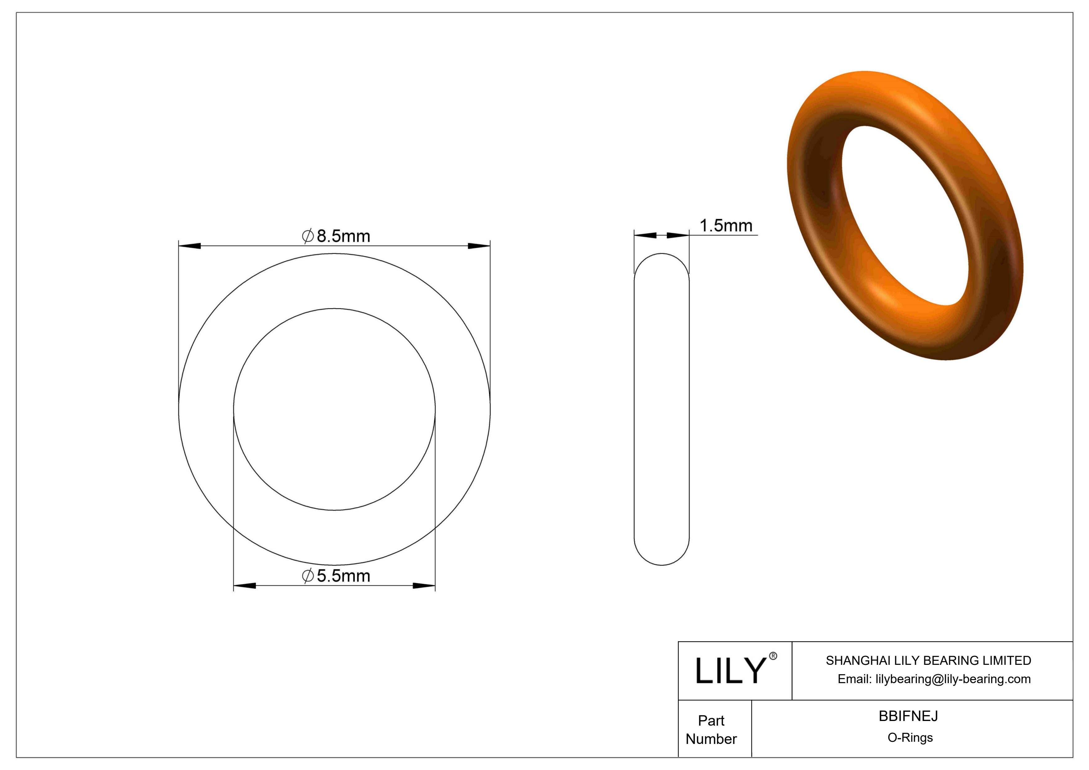 BBIFNEJ 圆形耐化学性 O 形圈 cad drawing