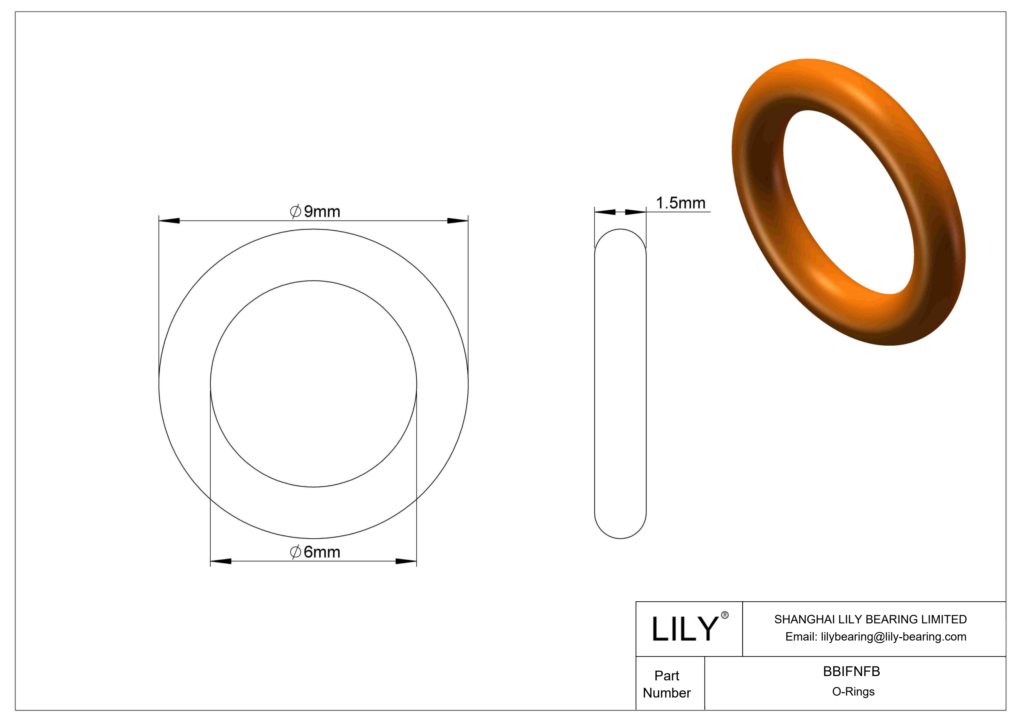 BBIFNFB Chemical Resistant O-rings Round cad drawing