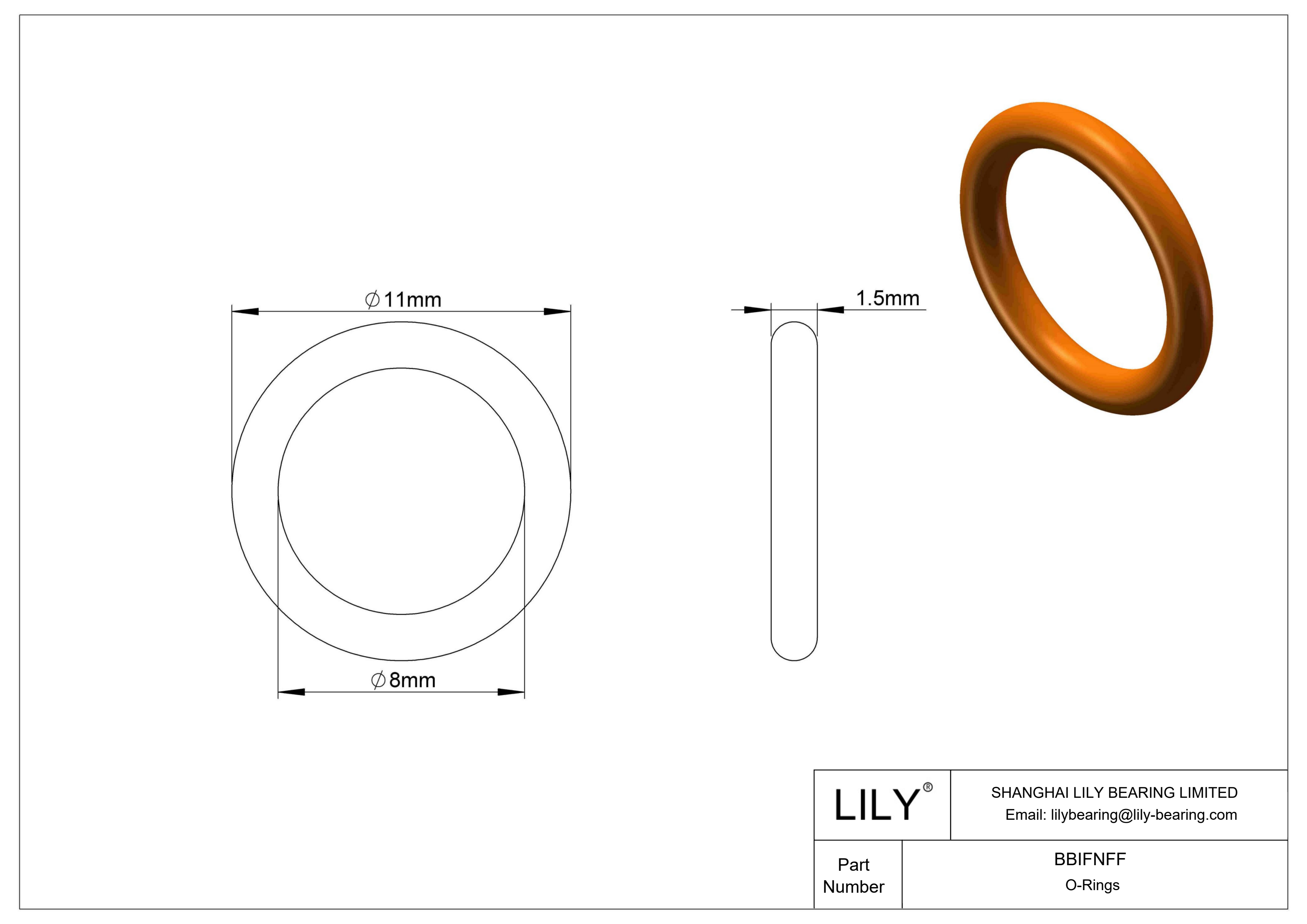 BBIFNFF Juntas tóricas redondas resistentes a productos químicos cad drawing