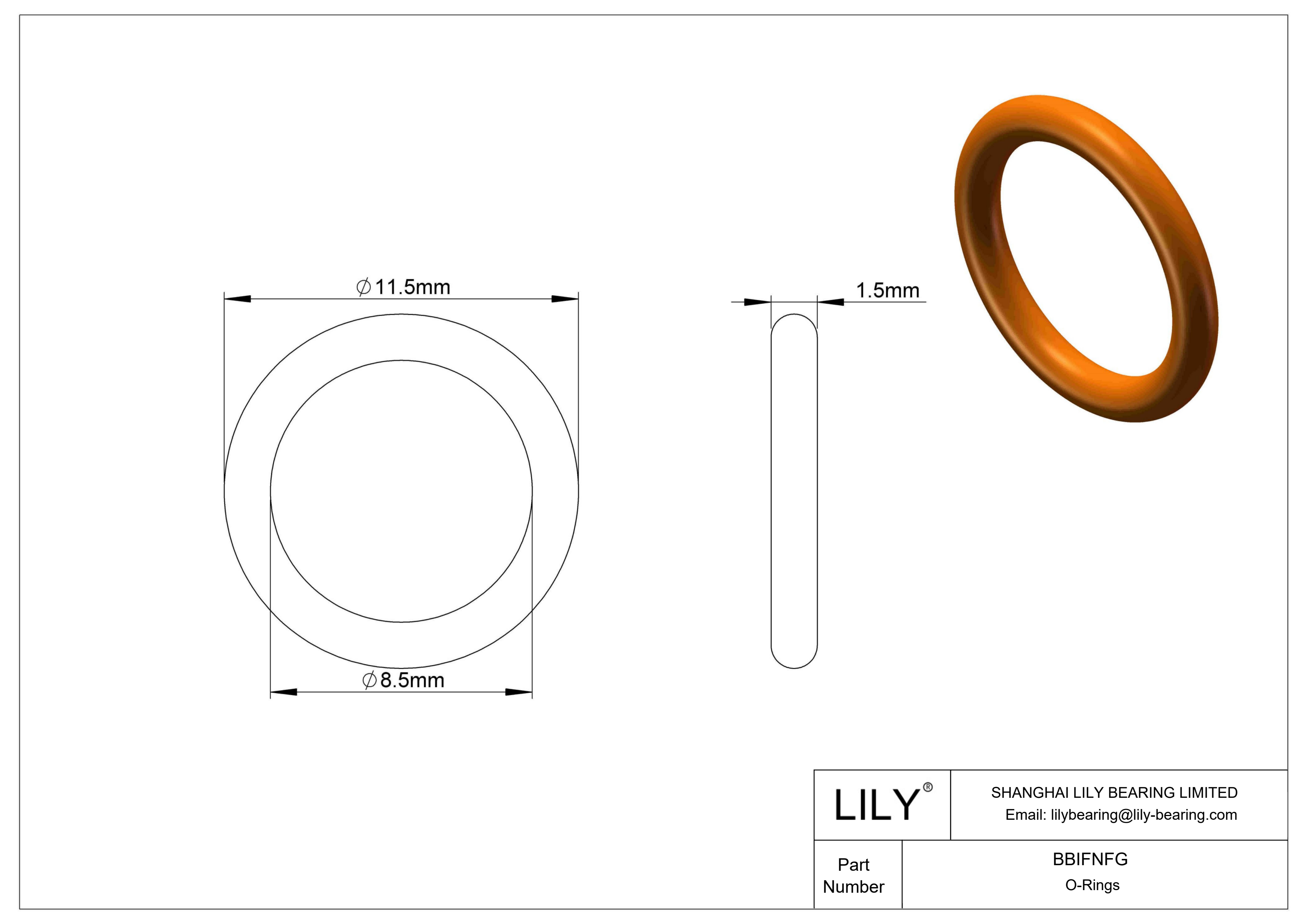 BBIFNFG Chemical Resistant O-rings Round cad drawing