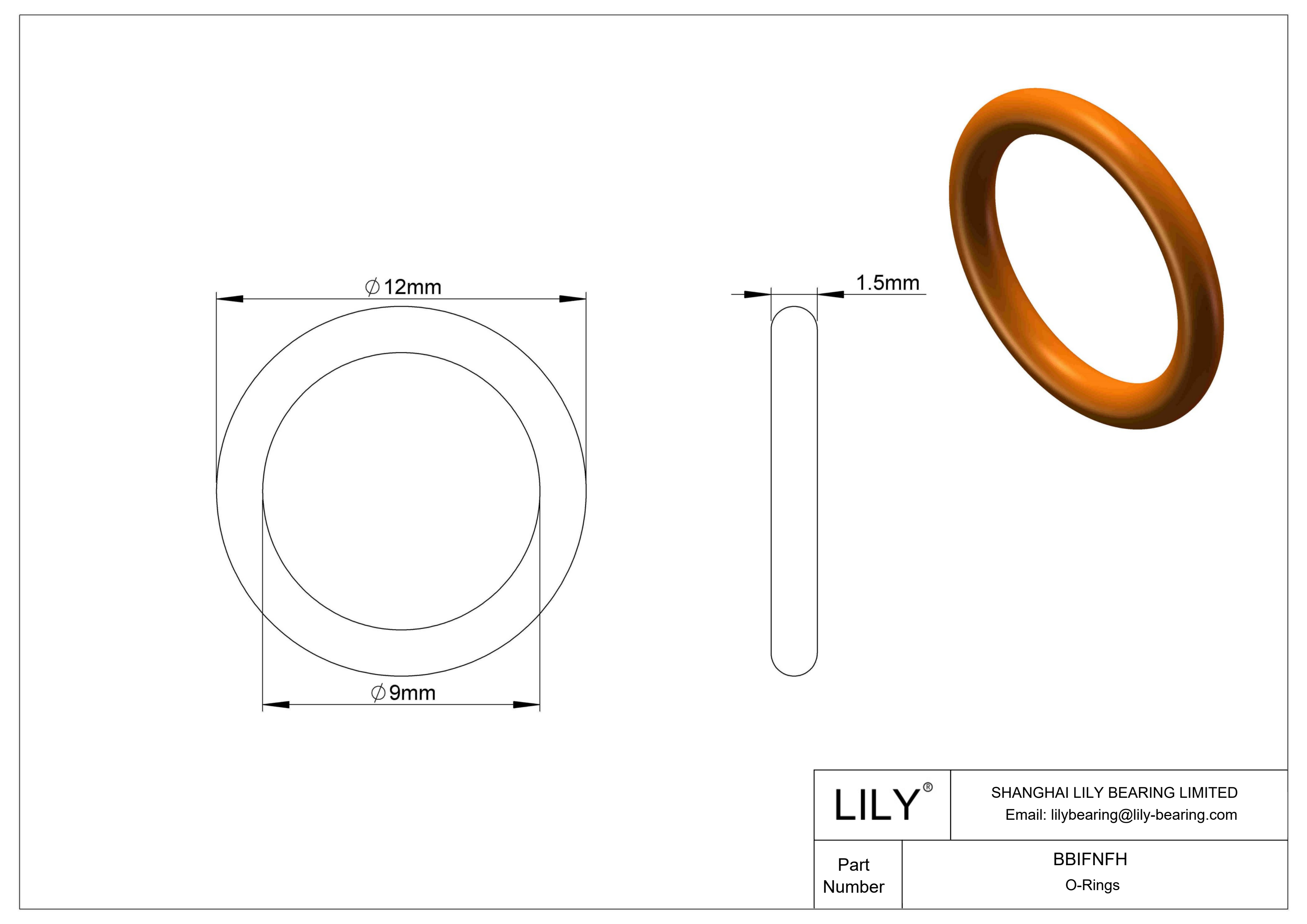 BBIFNFH Chemical Resistant O-rings Round cad drawing