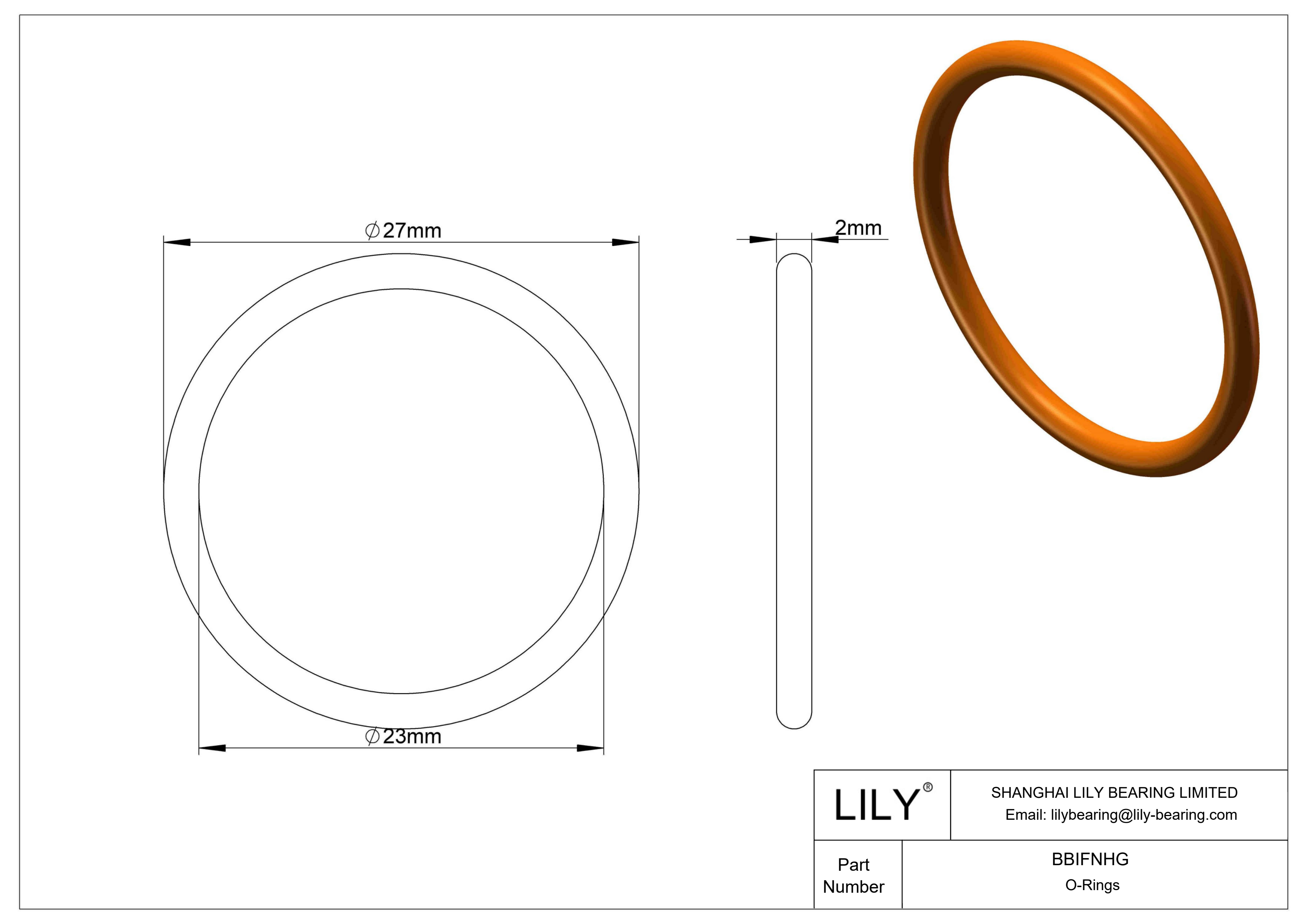 BBIFNHG Chemical Resistant O-rings Round cad drawing