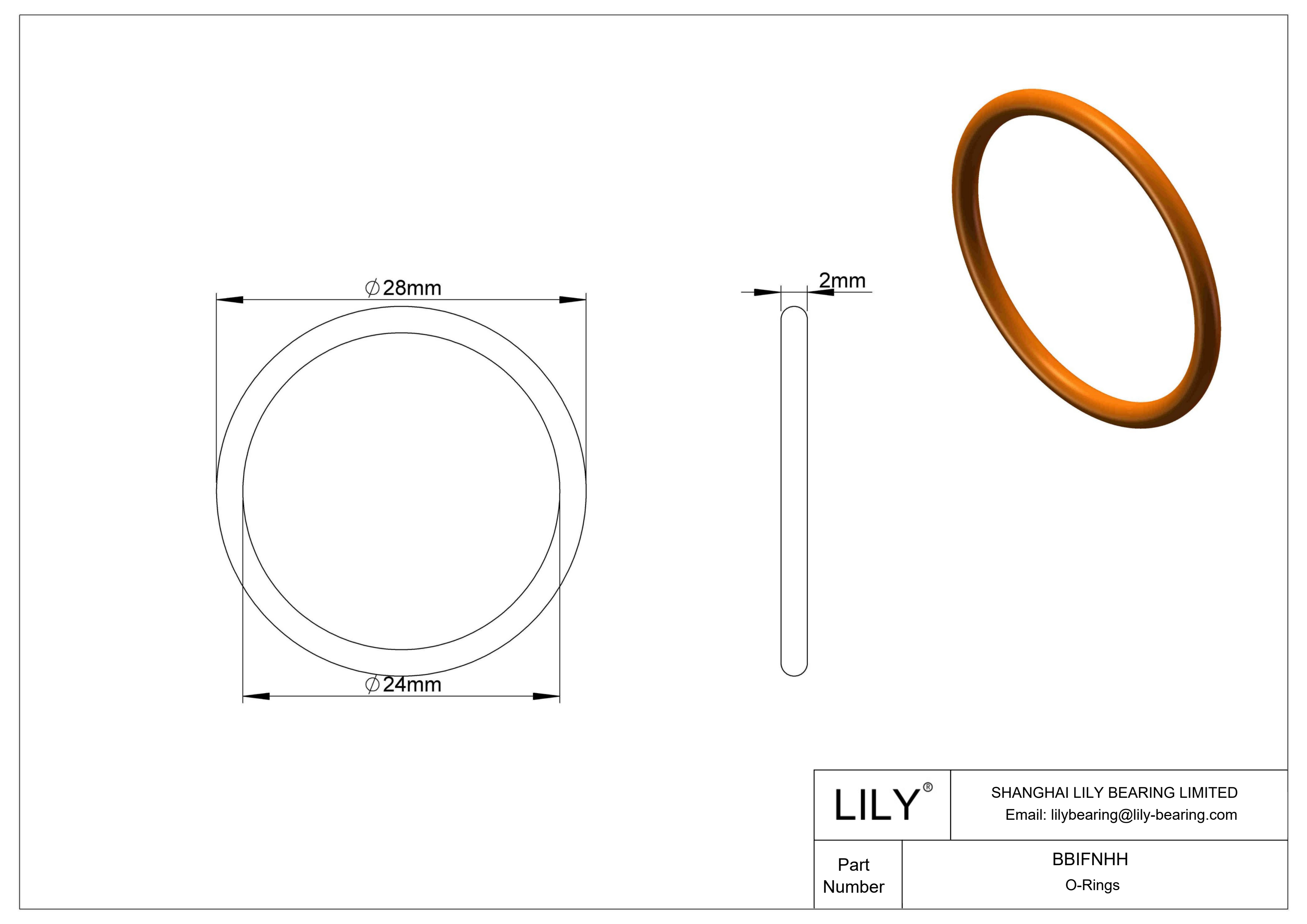 BBIFNHH Chemical Resistant O-rings Round cad drawing