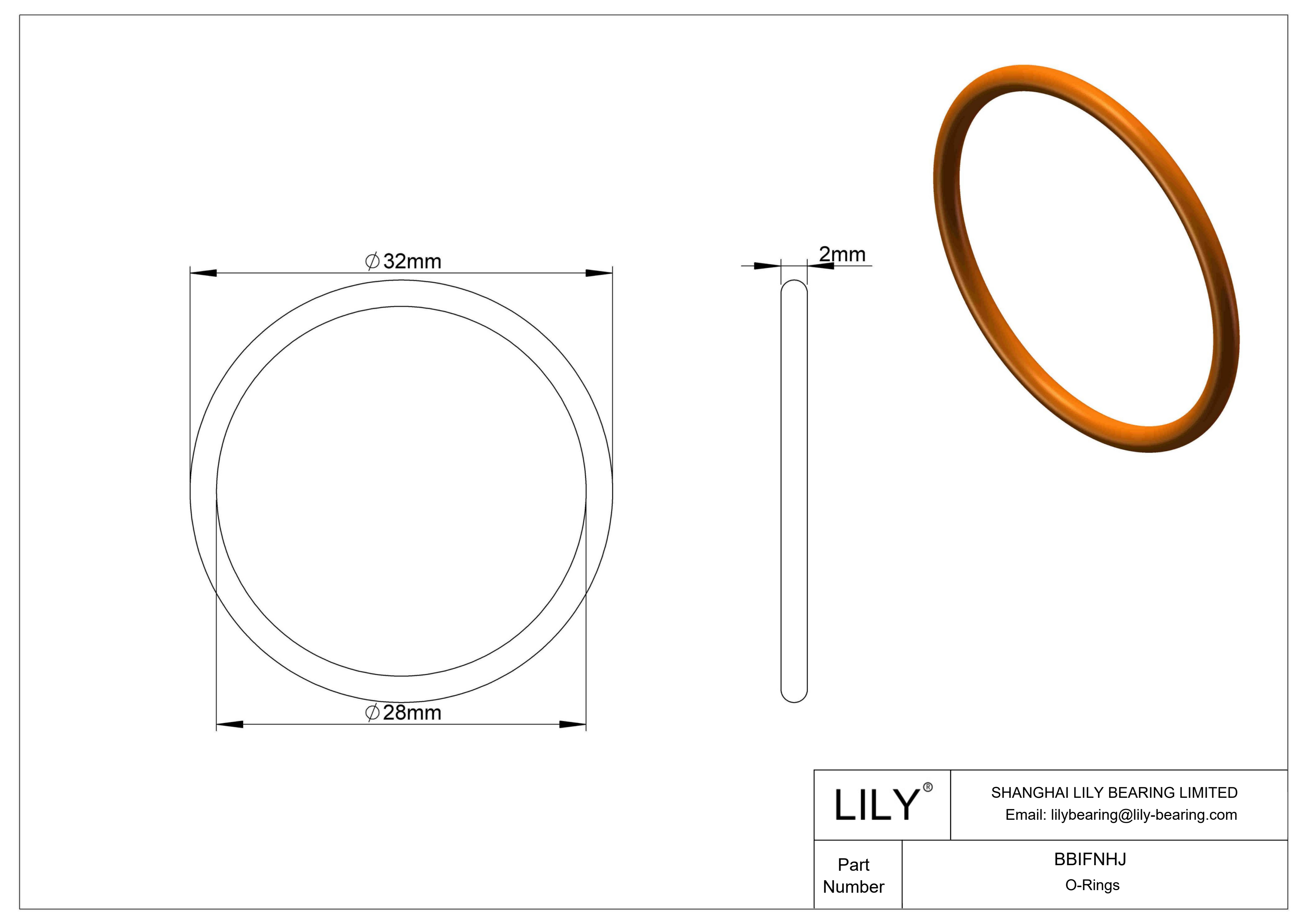 BBIFNHJ Chemical Resistant O-rings Round cad drawing