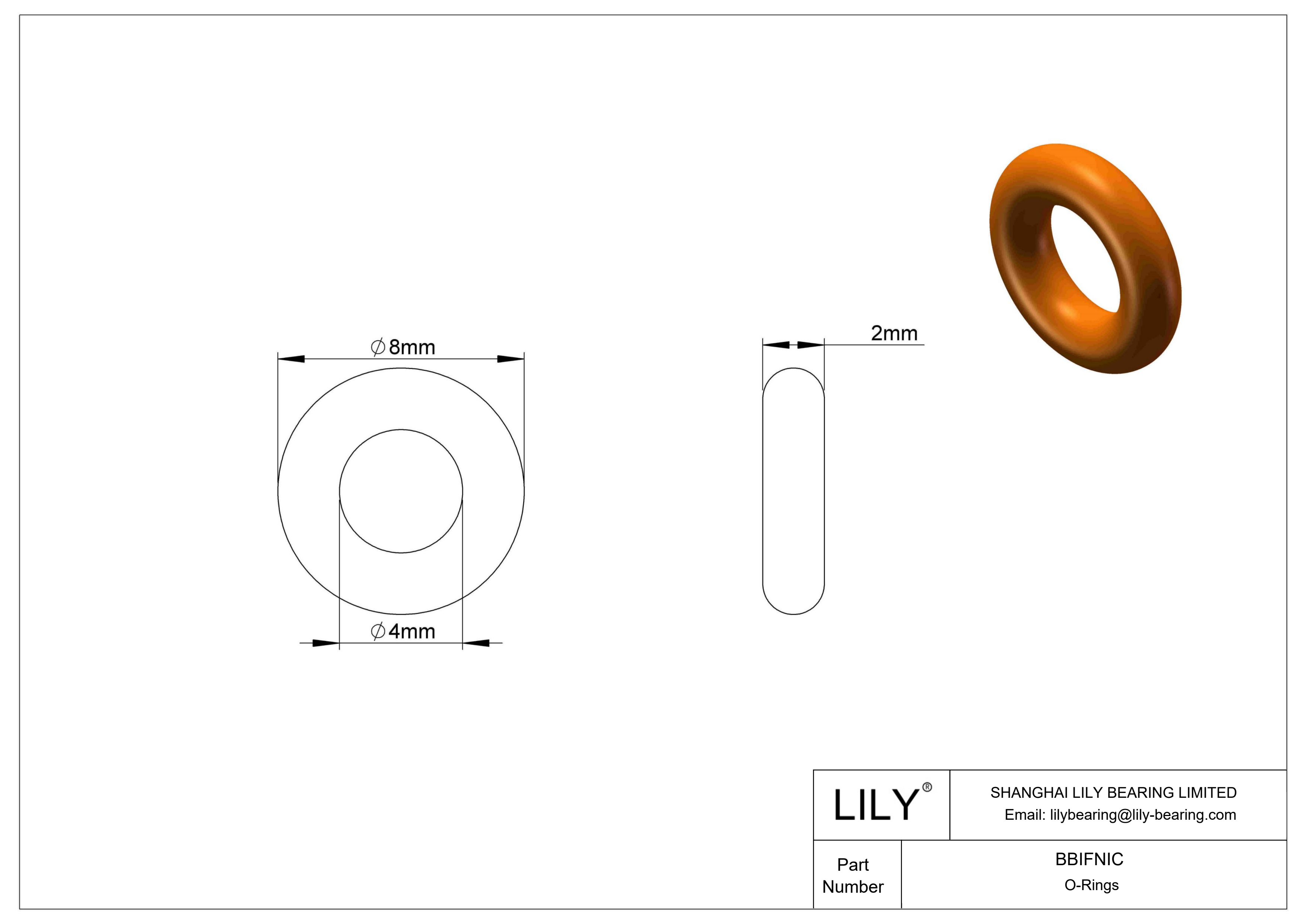 BBIFNIC Chemical Resistant O-rings Round cad drawing