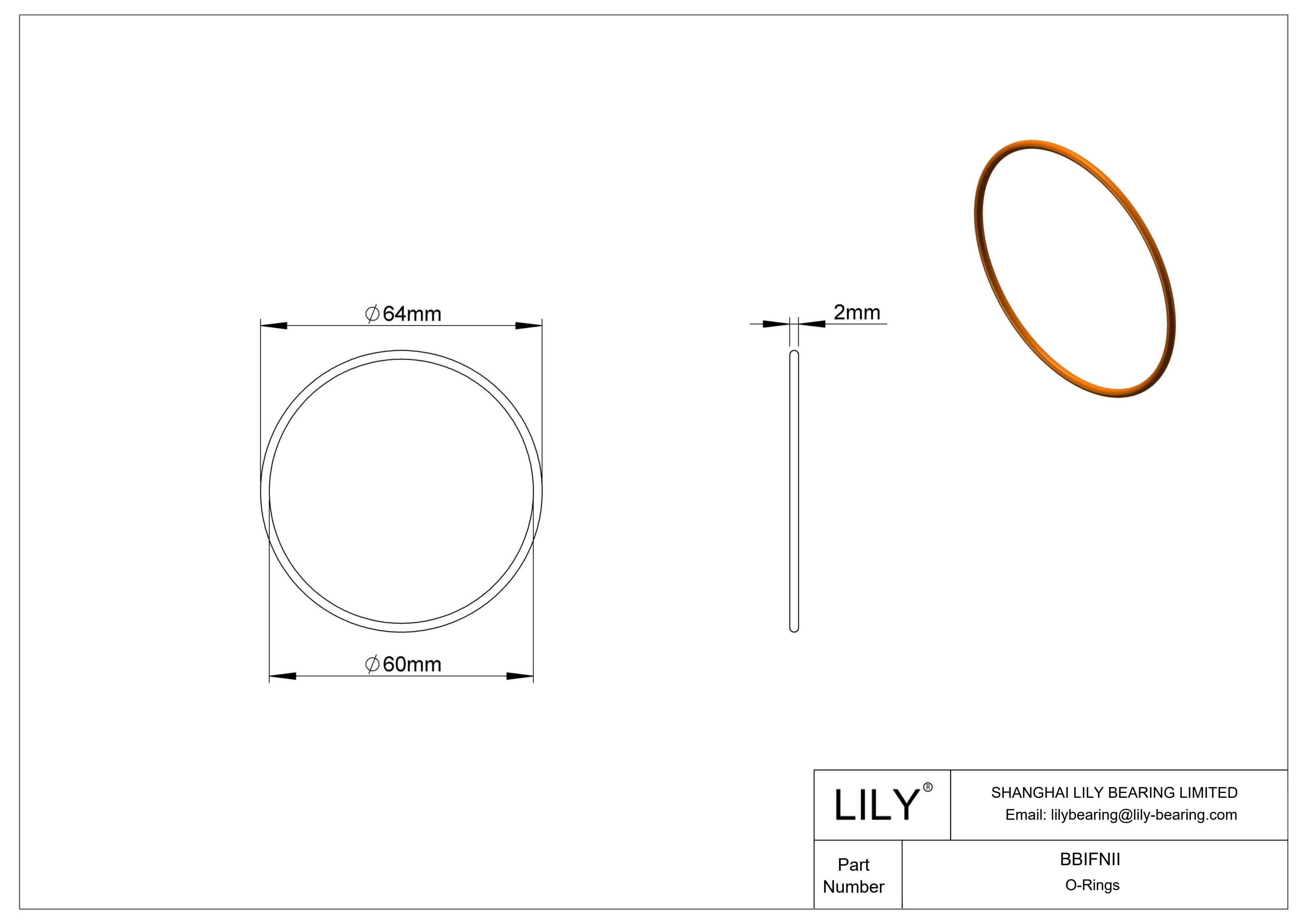 BBIFNII Chemical Resistant O-rings Round cad drawing