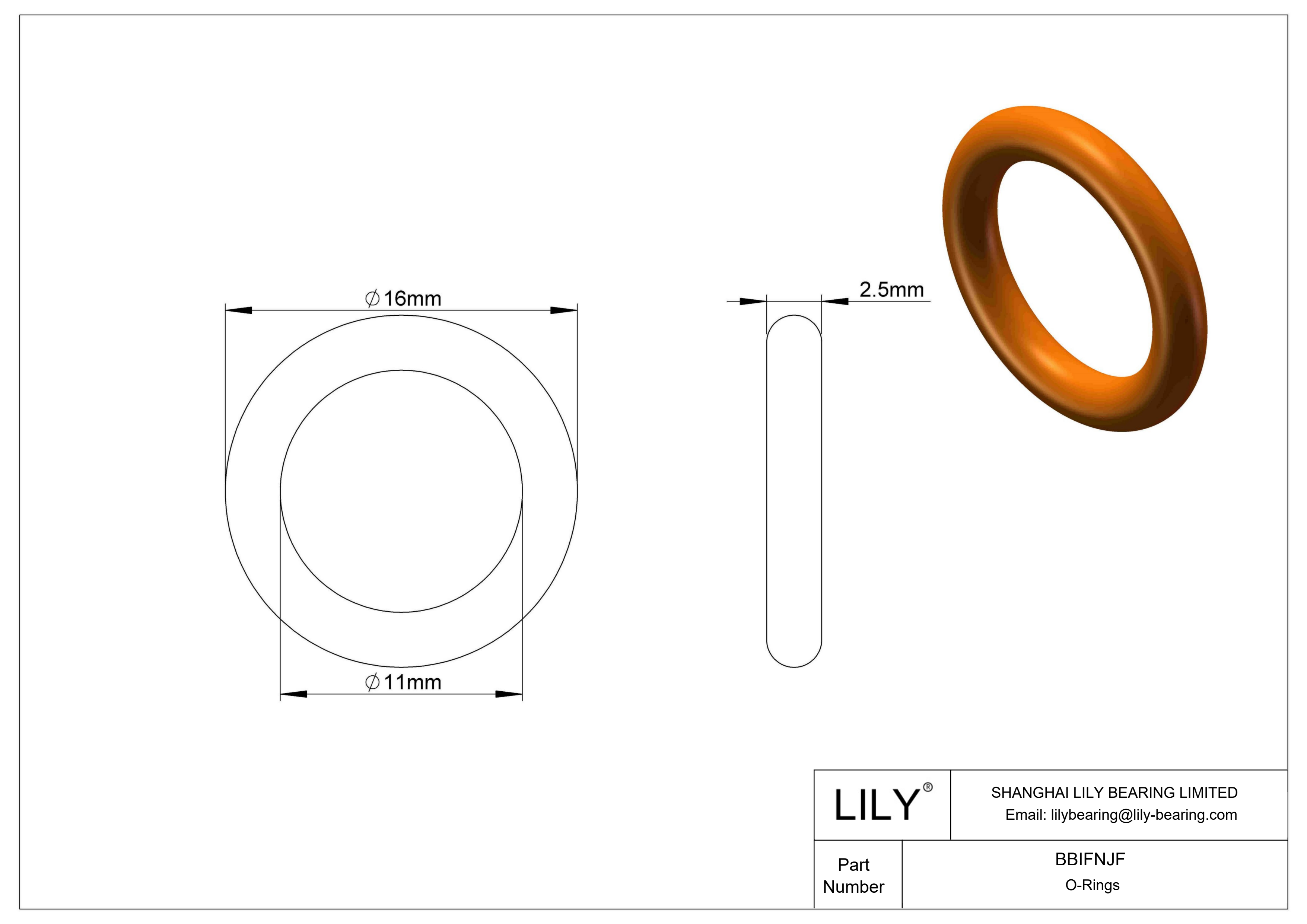 BBIFNJF Chemical Resistant O-rings Round cad drawing