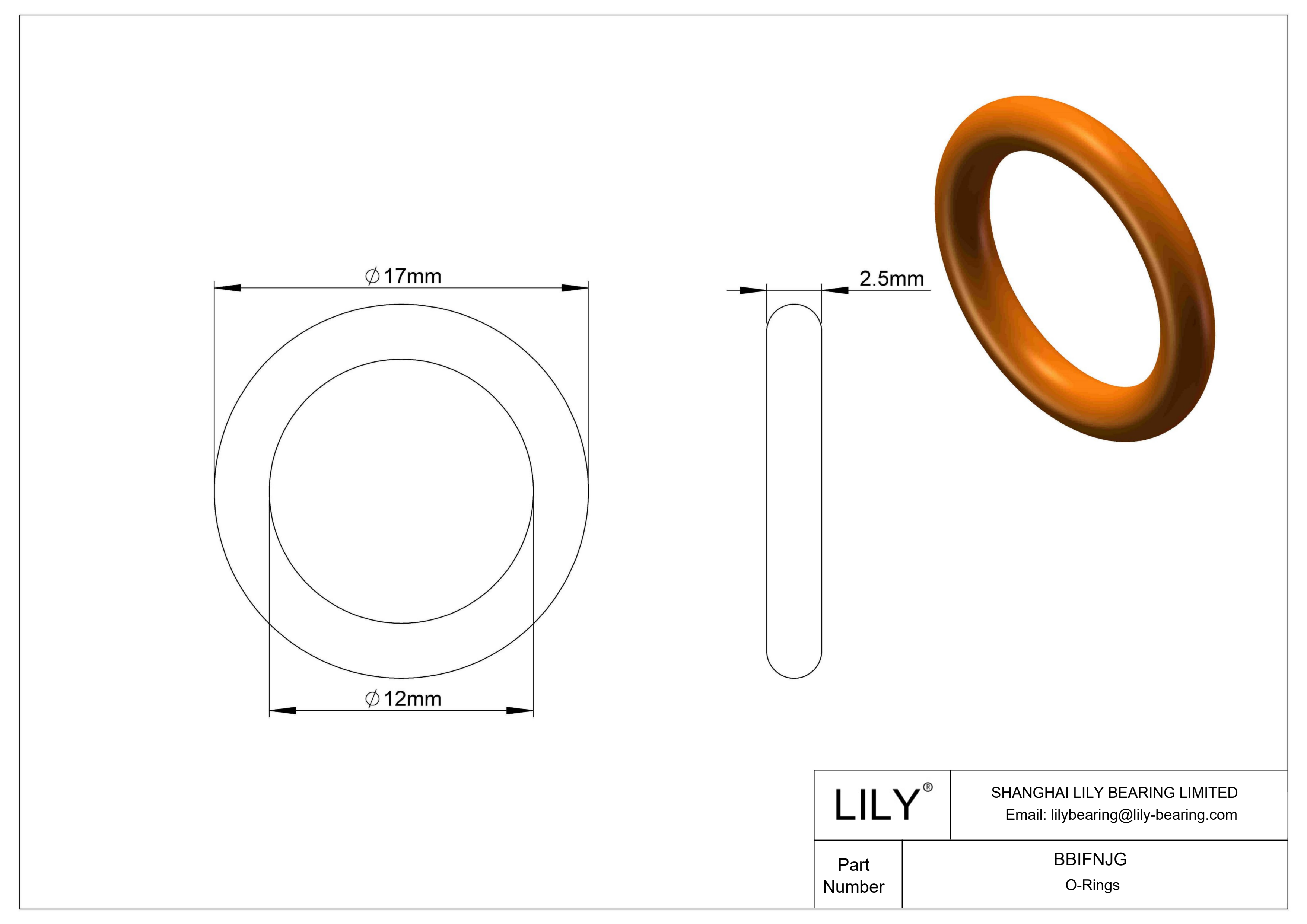 BBIFNJG Chemical Resistant O-rings Round cad drawing