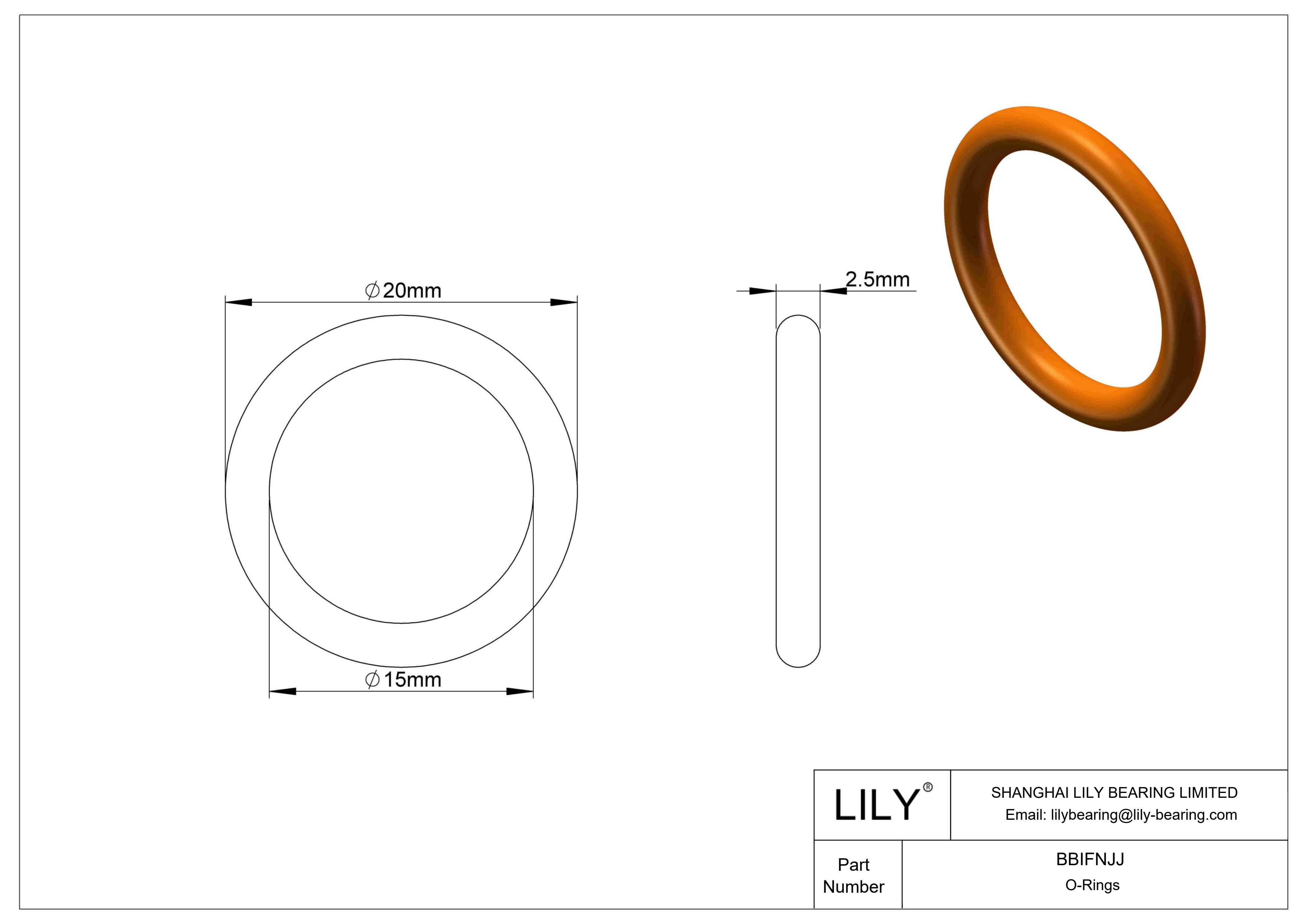 BBIFNJJ Chemical Resistant O-rings Round cad drawing