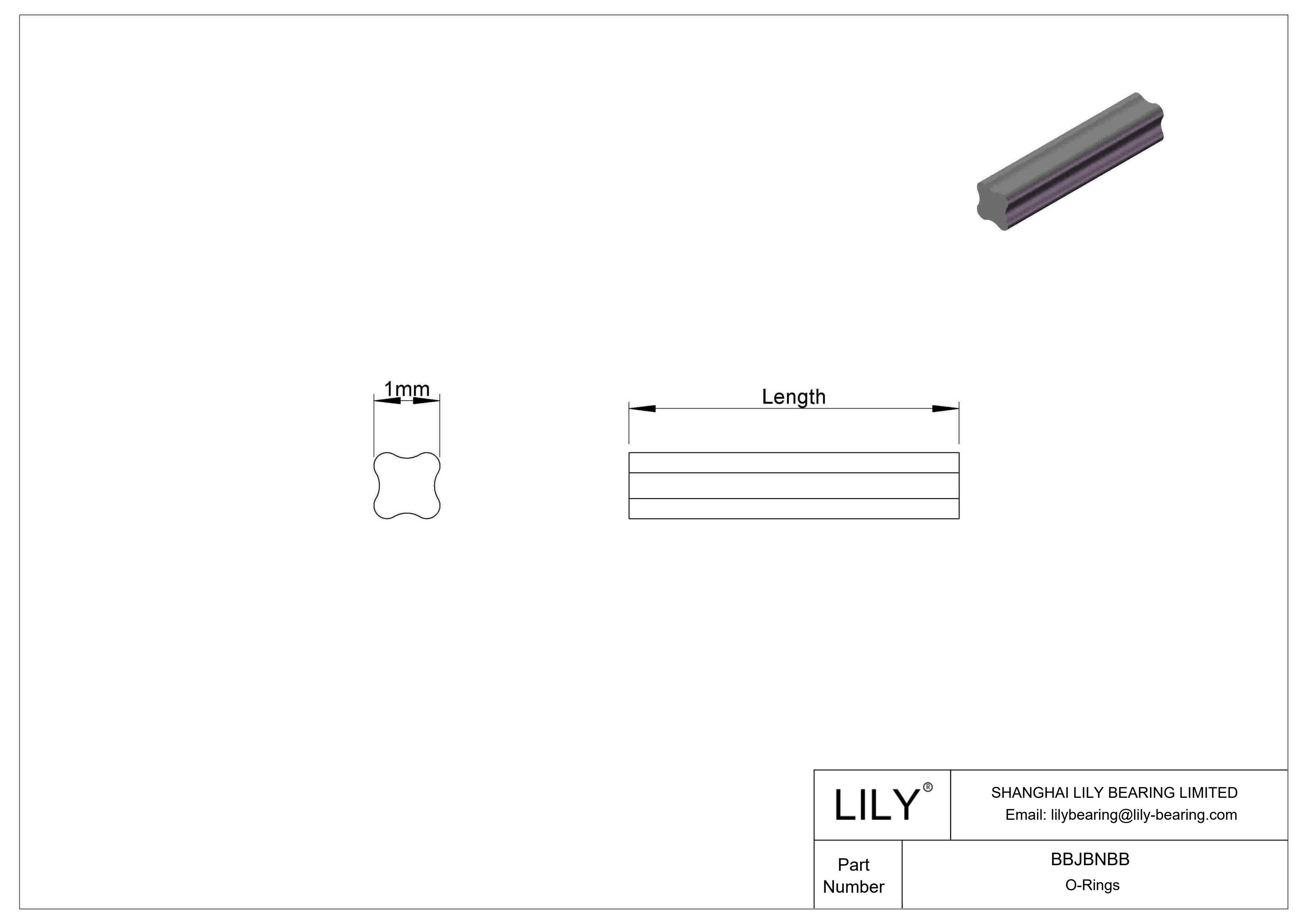 BBJBNBB Cordón con junta tórica resistente a productos químicos X cad drawing