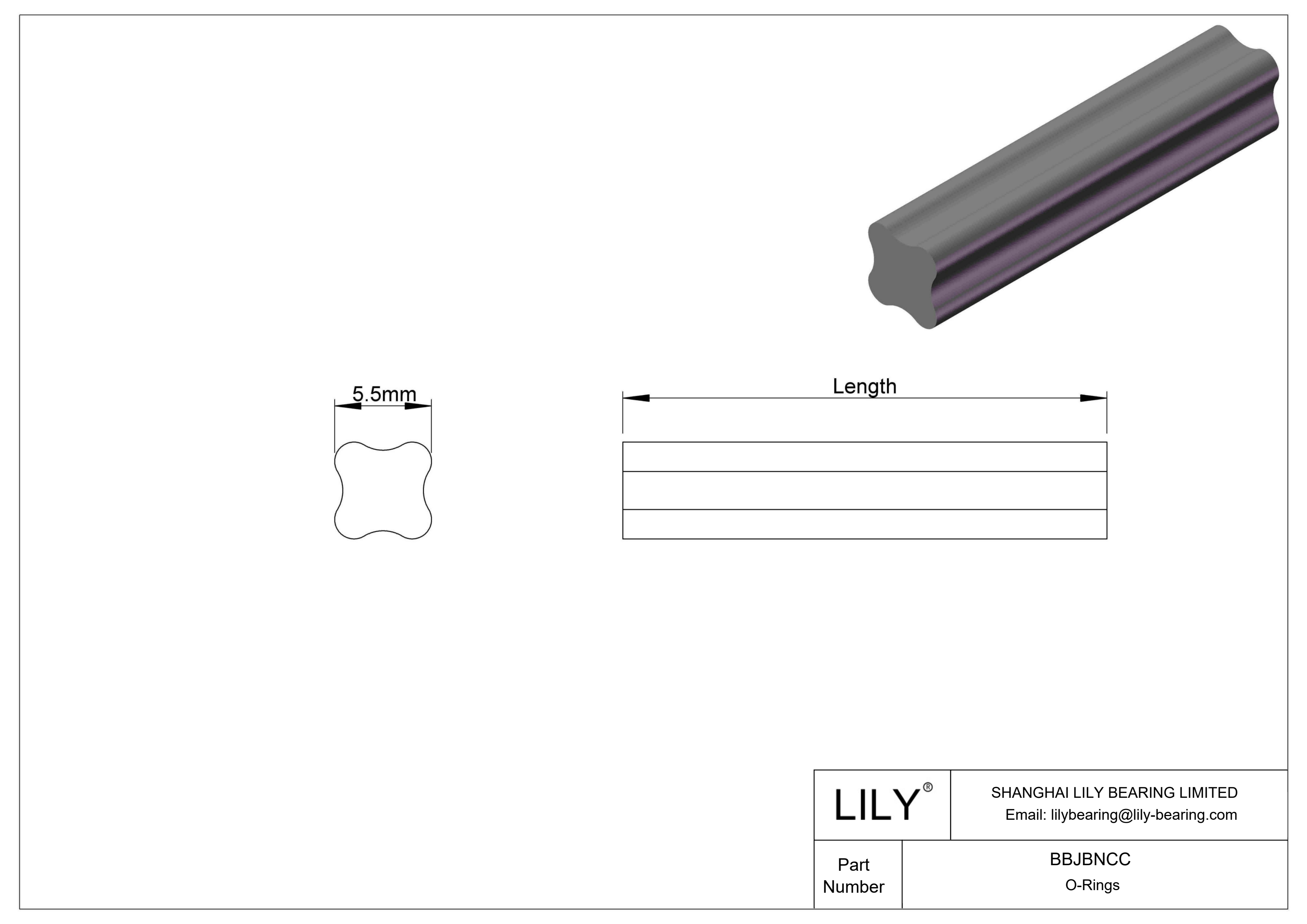 BBJBNCC Cordón con junta tórica resistente a productos químicos X cad drawing