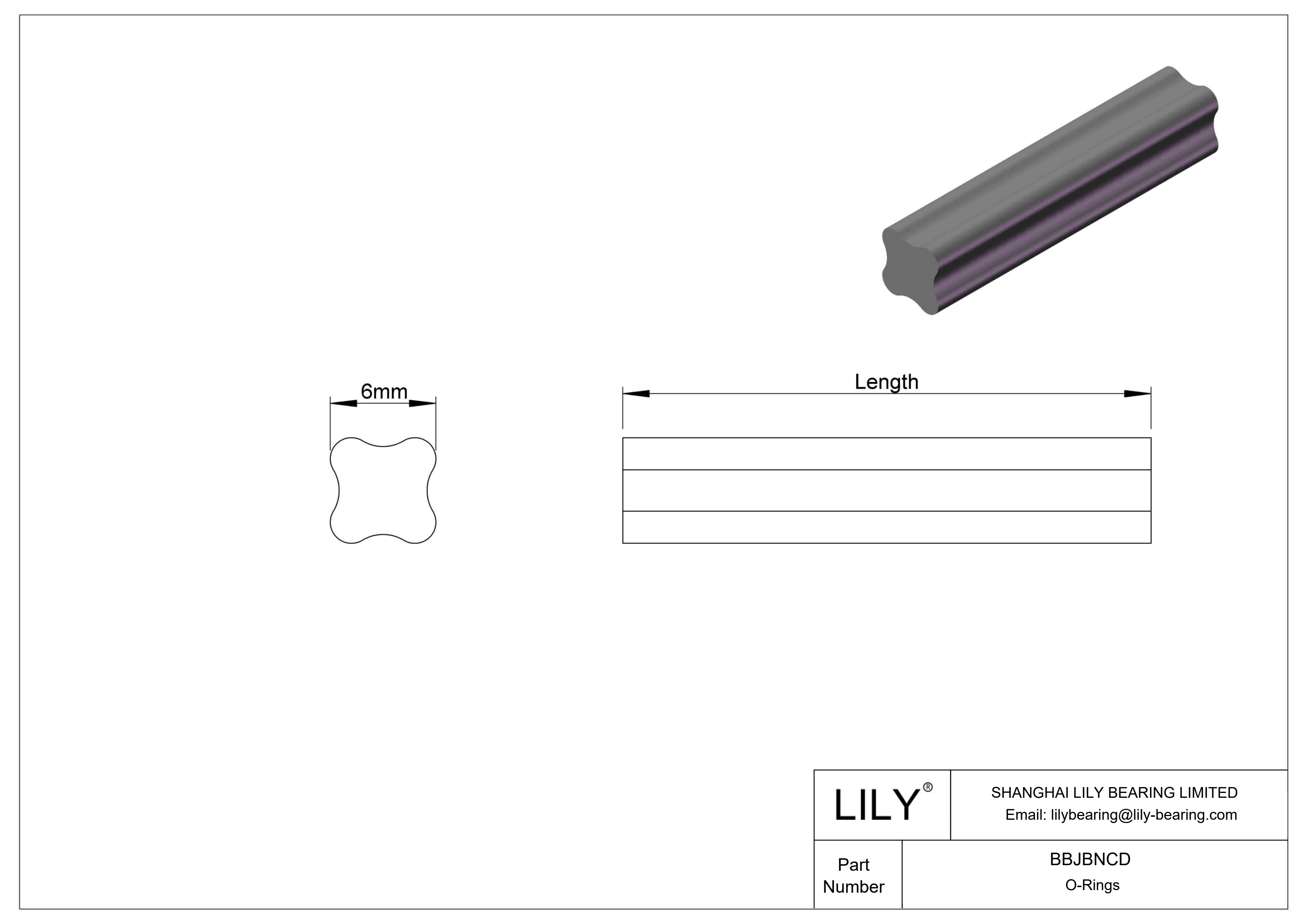 BBJBNCD Cordón con junta tórica resistente a productos químicos X cad drawing