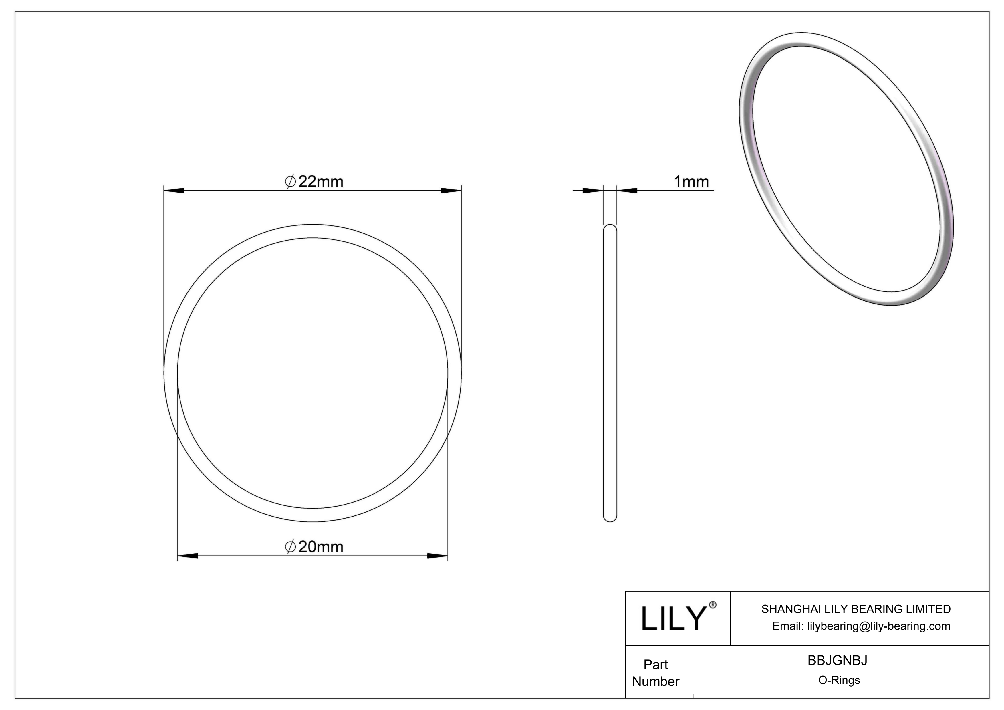 BBJGNBJ Chemical Resistant O-rings Round cad drawing