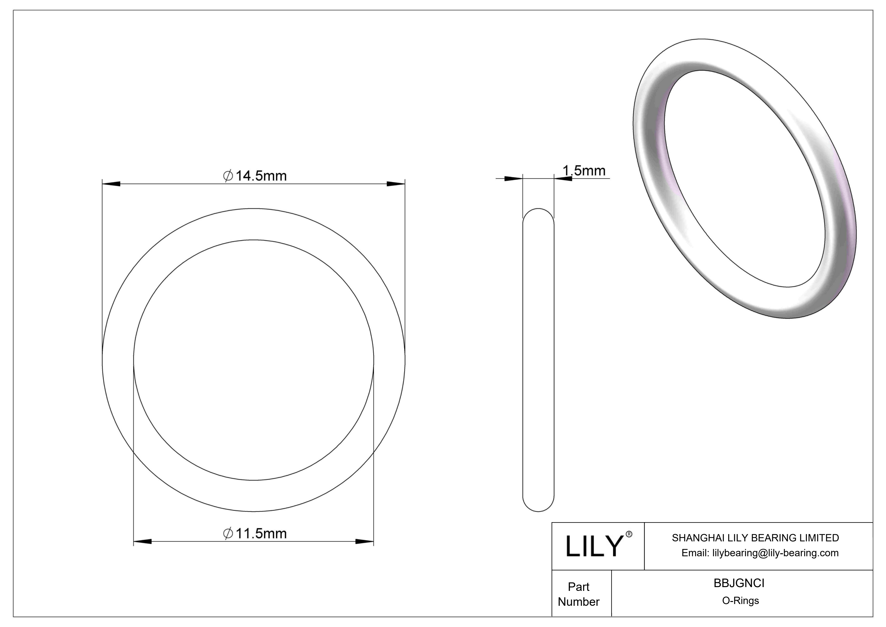 BBJGNCI Chemical Resistant O-rings Round cad drawing