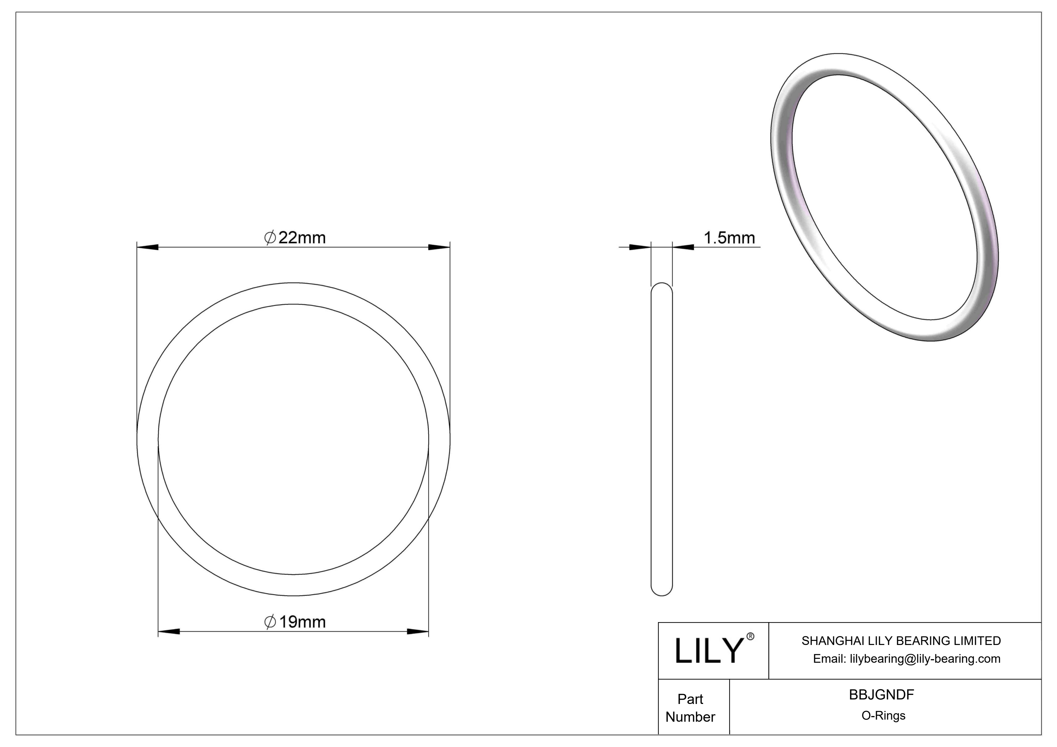 BBJGNDF Chemical Resistant O-rings Round cad drawing