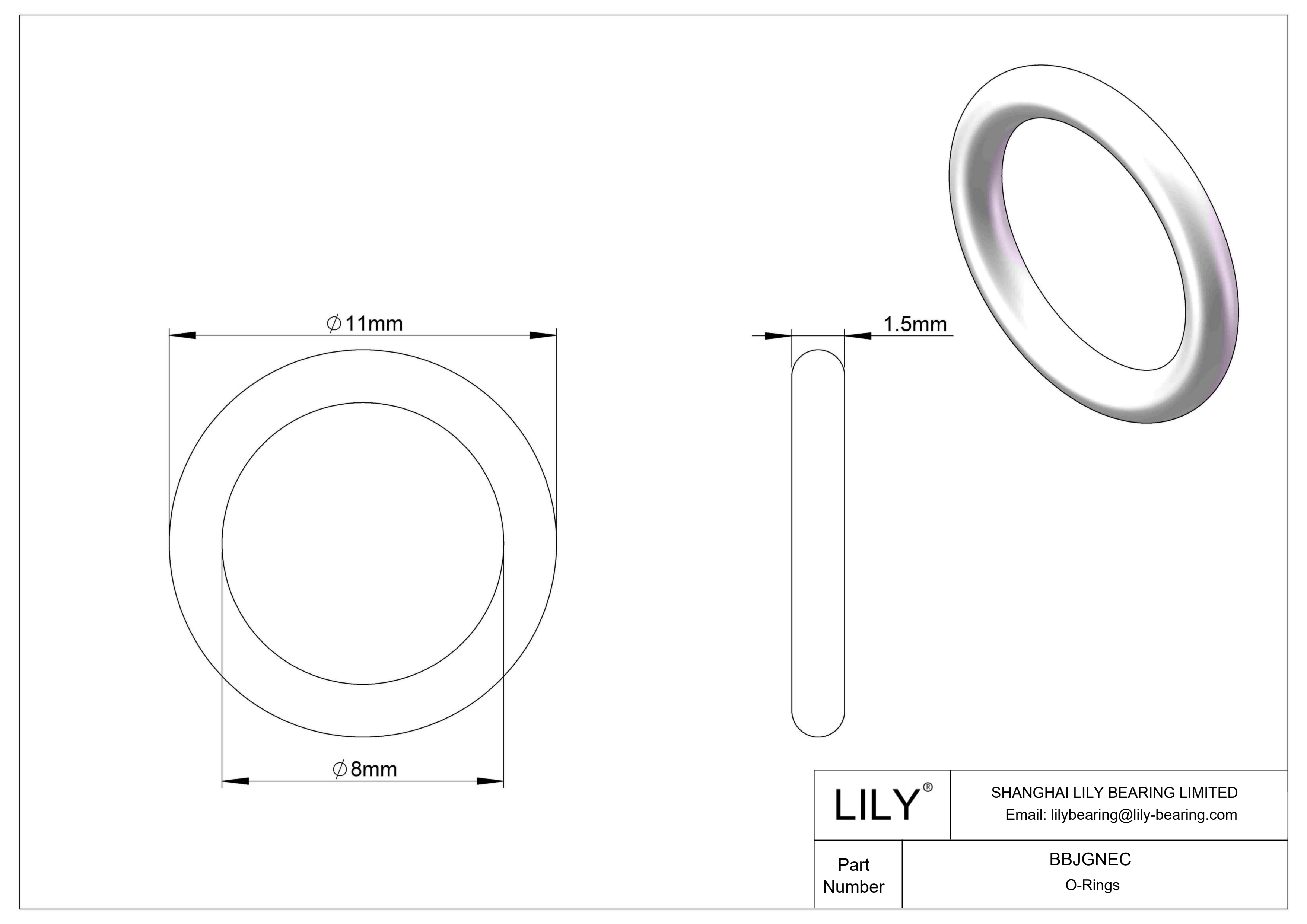 BBJGNEC Juntas tóricas redondas resistentes a productos químicos cad drawing