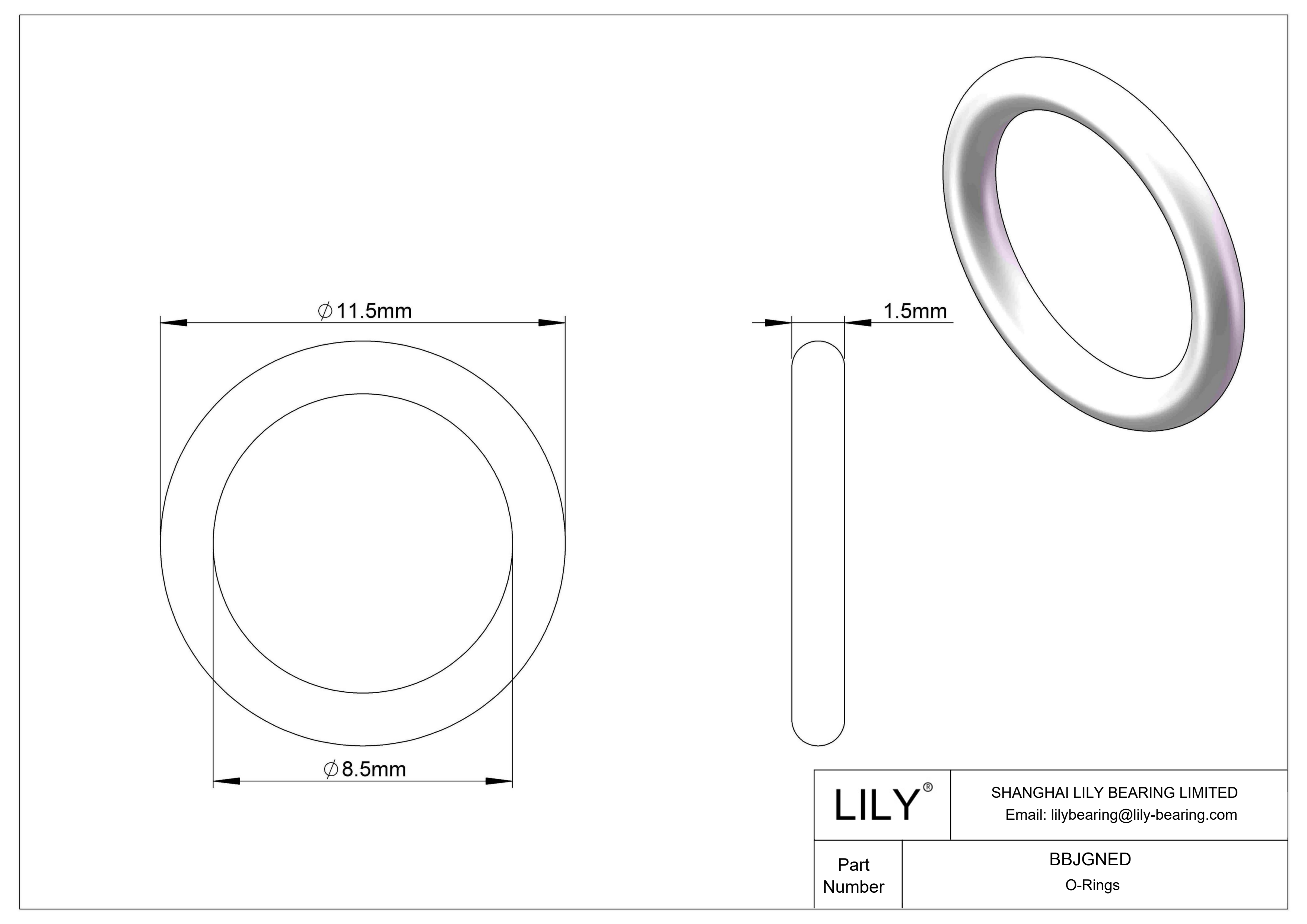 BBJGNED Juntas tóricas redondas resistentes a productos químicos cad drawing