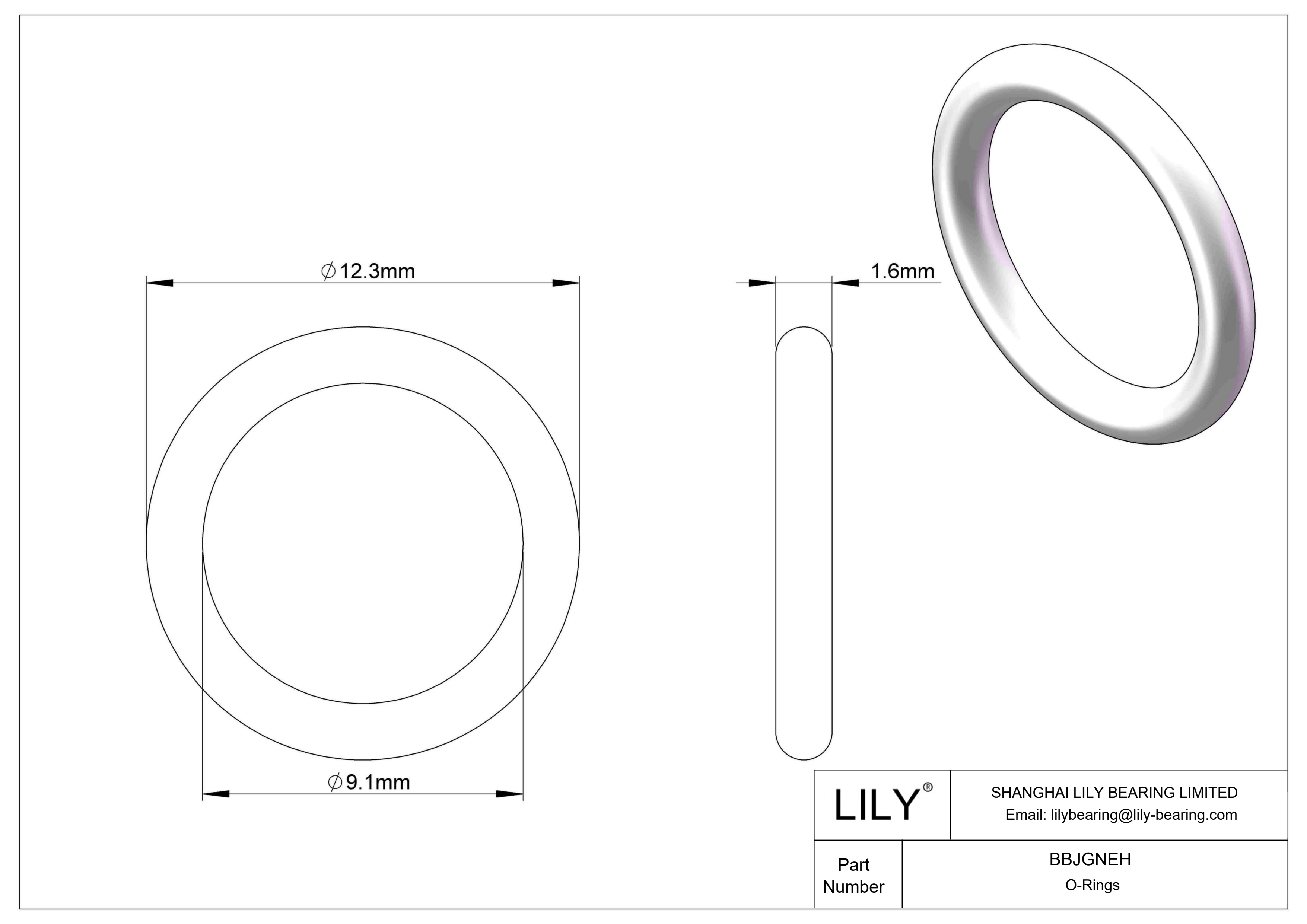 BBJGNEH Chemical Resistant O-rings Round cad drawing