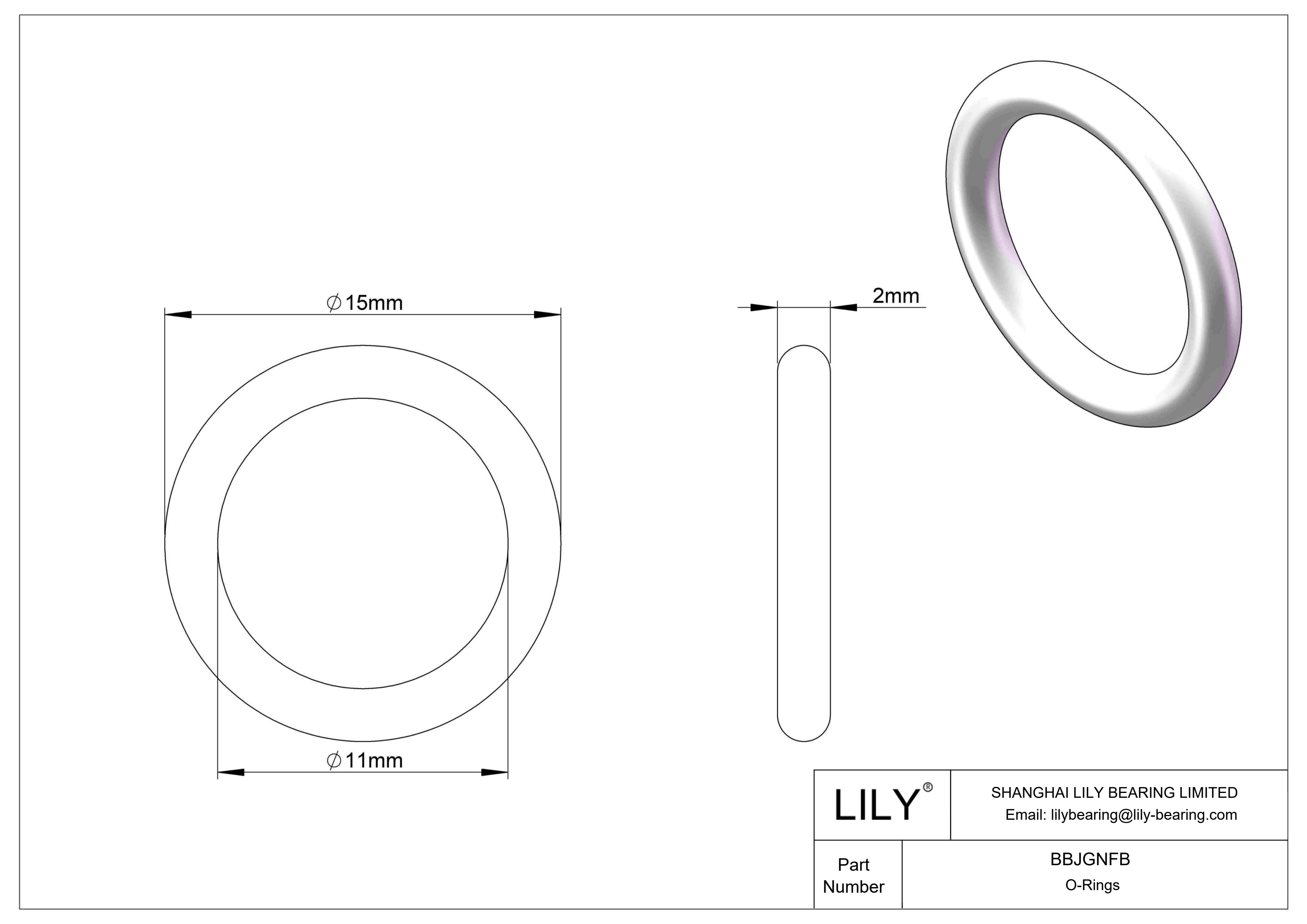 BBJGNFB Chemical Resistant O-rings Round cad drawing