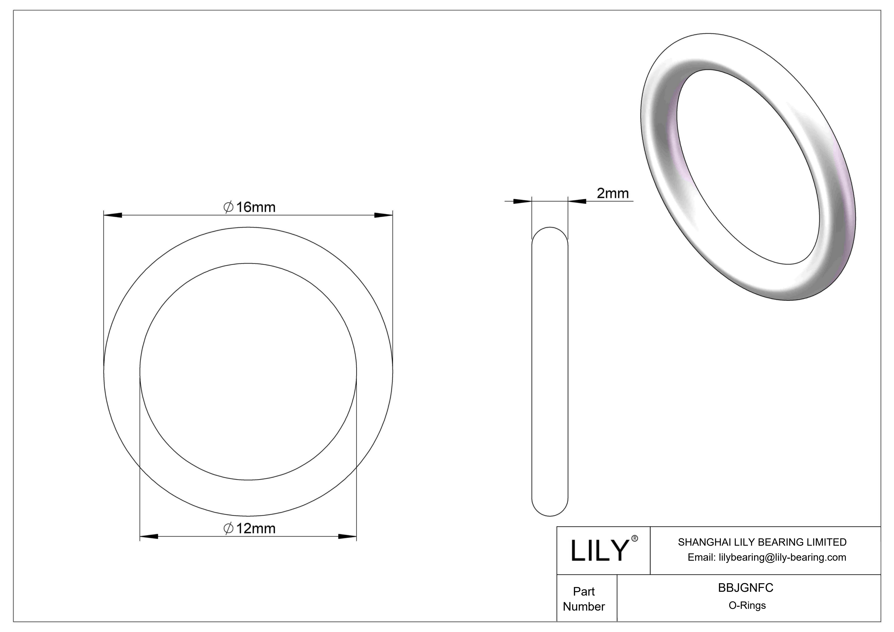 BBJGNFC Chemical Resistant O-rings Round cad drawing