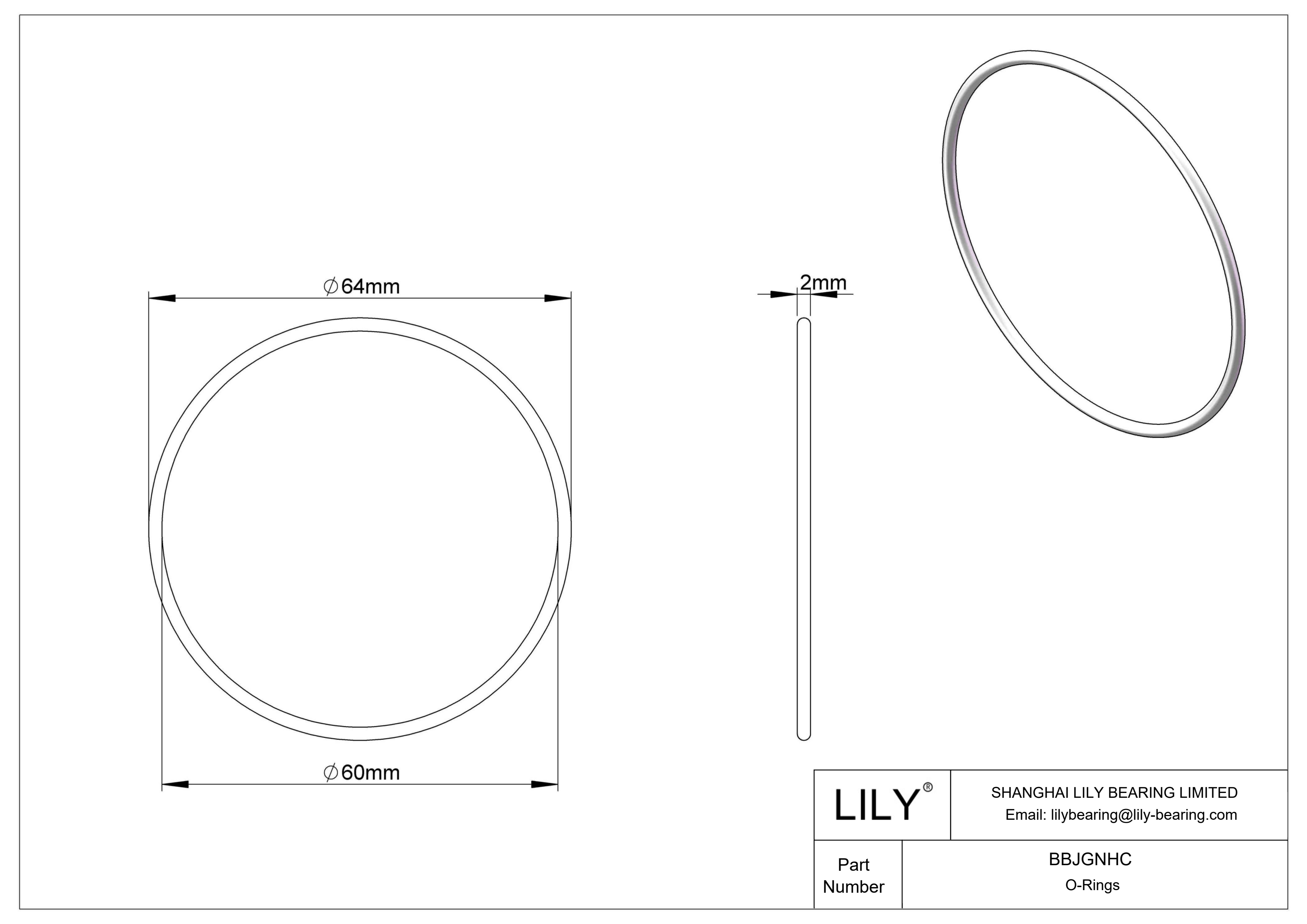 BBJGNHC Chemical Resistant O-rings Round cad drawing