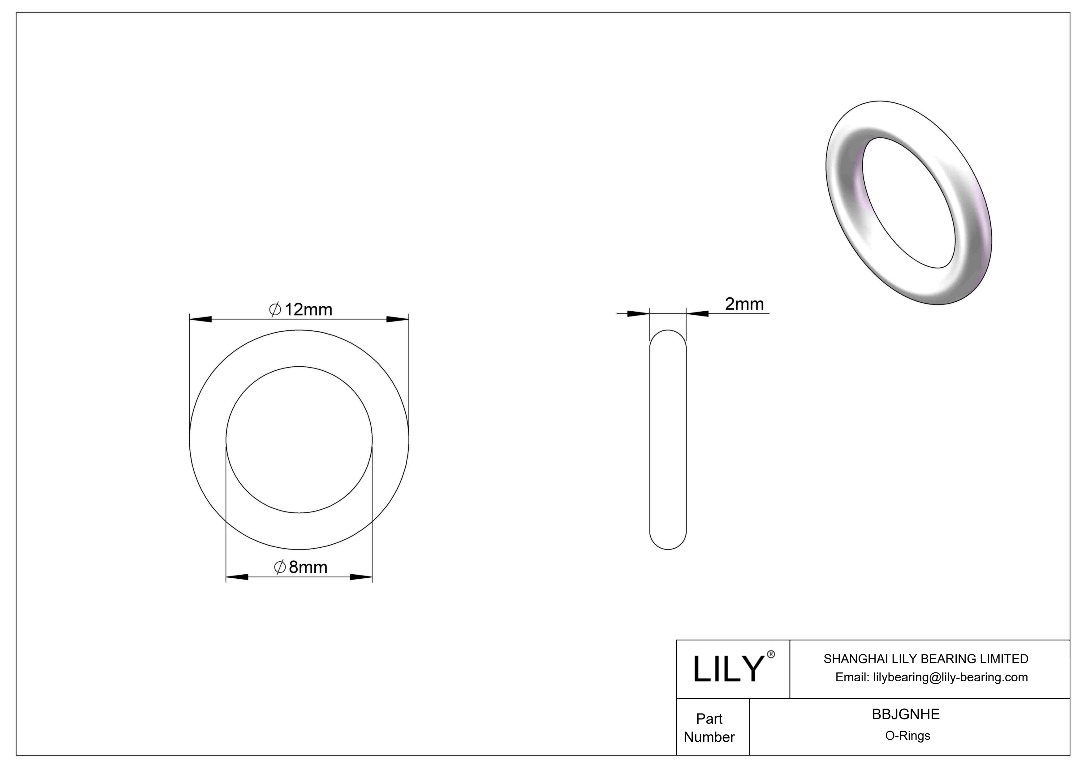 BBJGNHE Chemical Resistant O-rings Round cad drawing