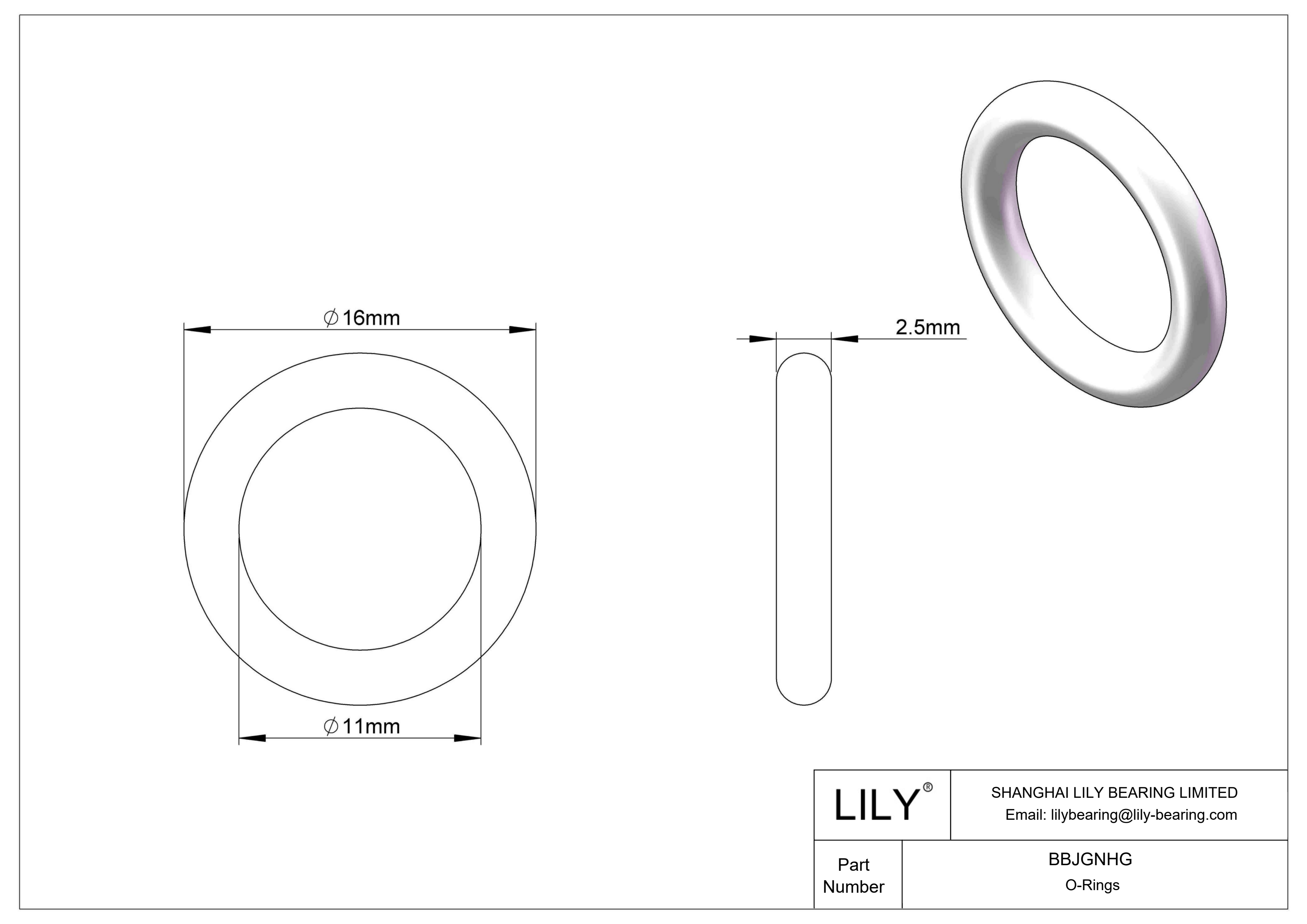 BBJGNHG Chemical Resistant O-rings Round cad drawing