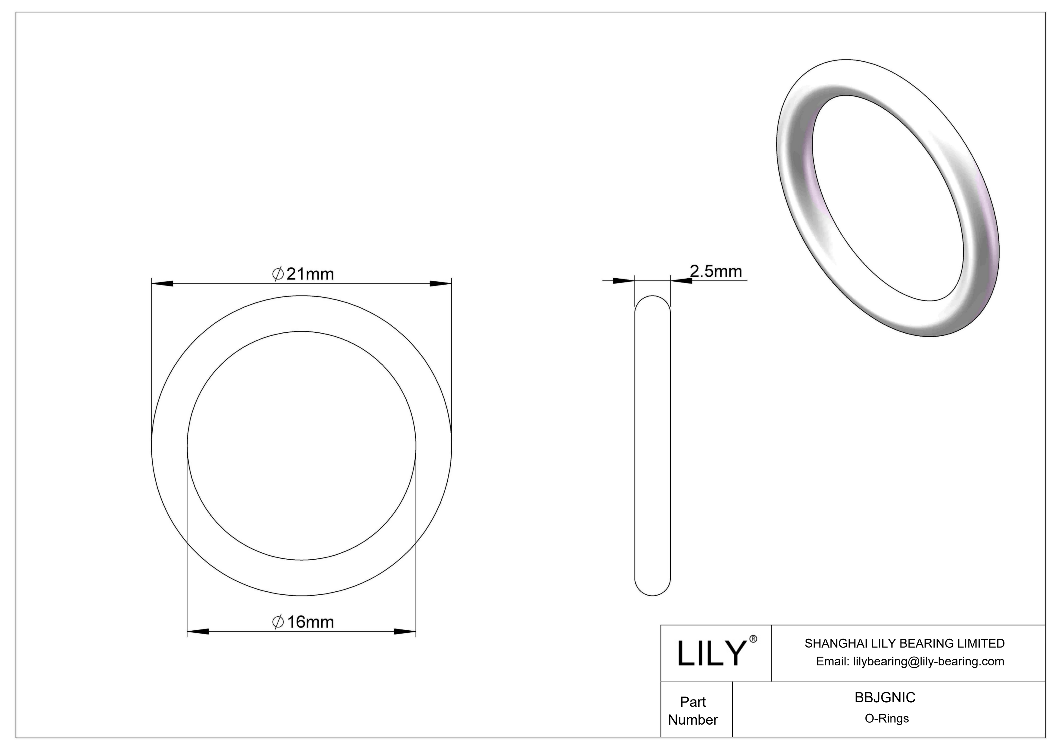 BBJGNIC Chemical Resistant O-rings Round cad drawing