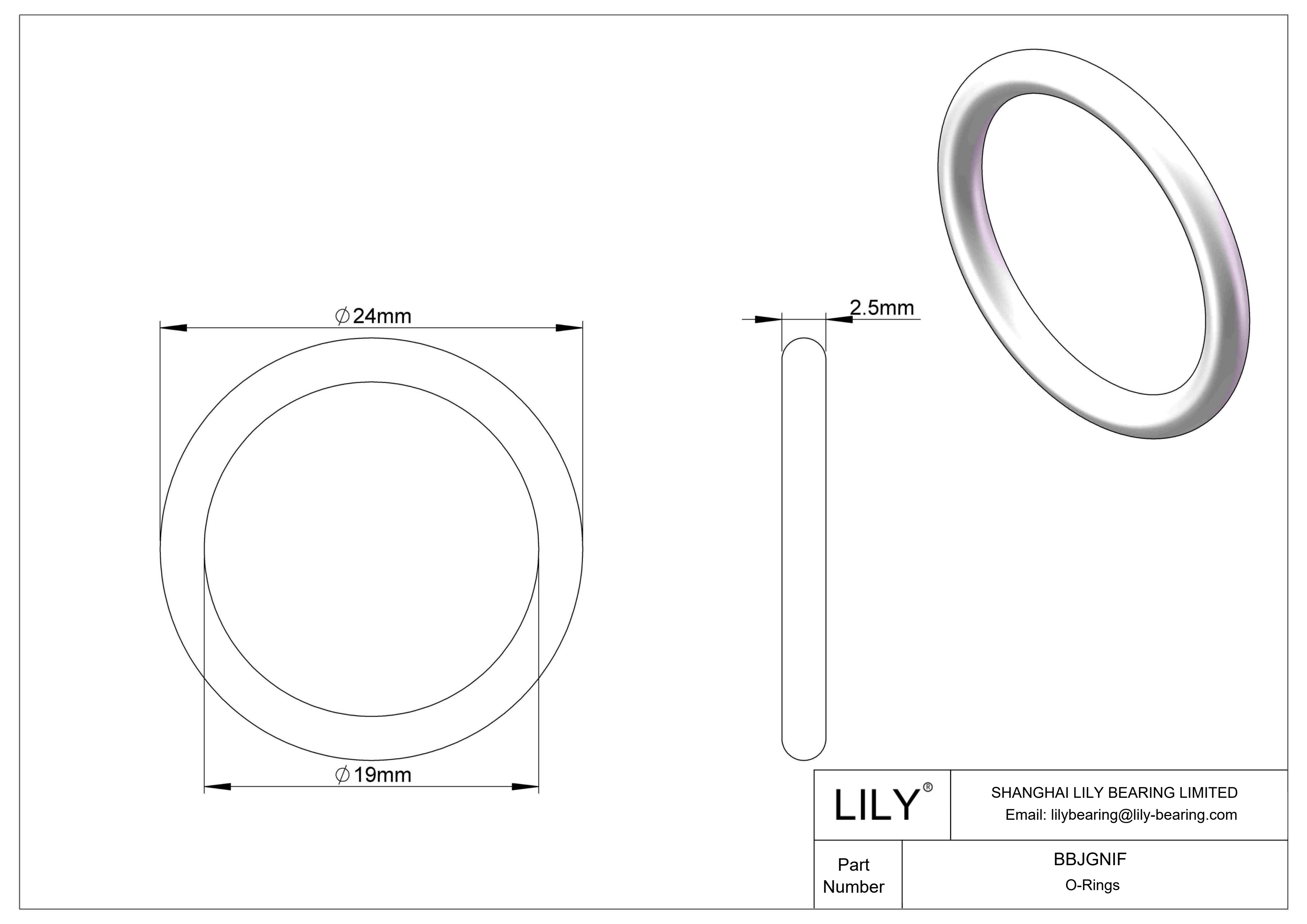 BBJGNIF Chemical Resistant O-rings Round cad drawing