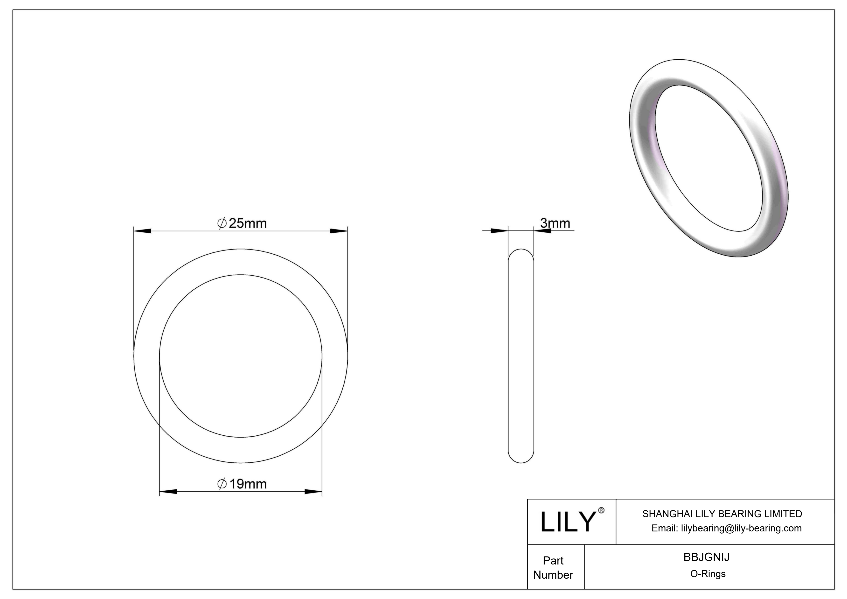 BBJGNIJ Chemical Resistant O-rings Round cad drawing