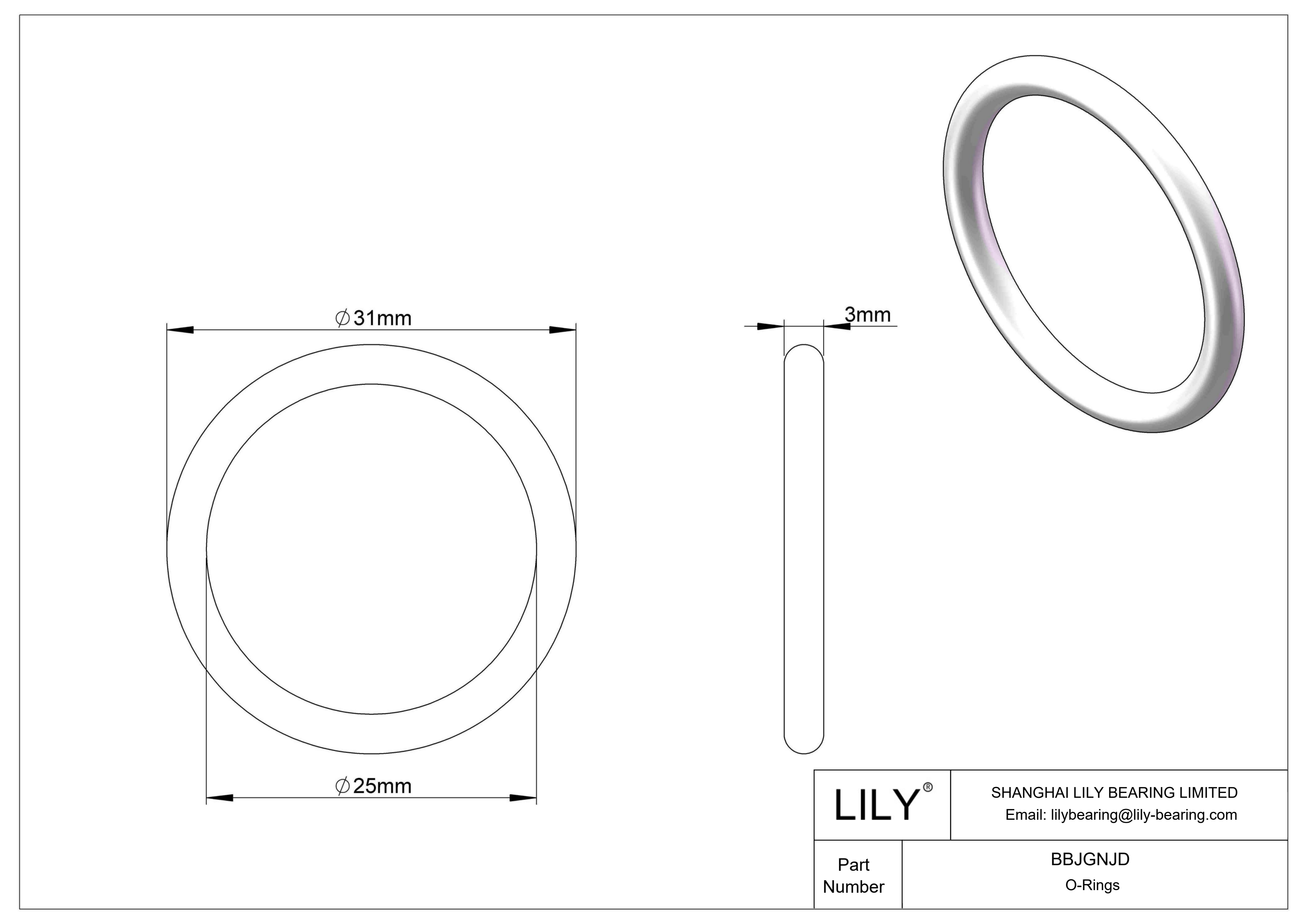 BBJGNJD Chemical Resistant O-rings Round cad drawing