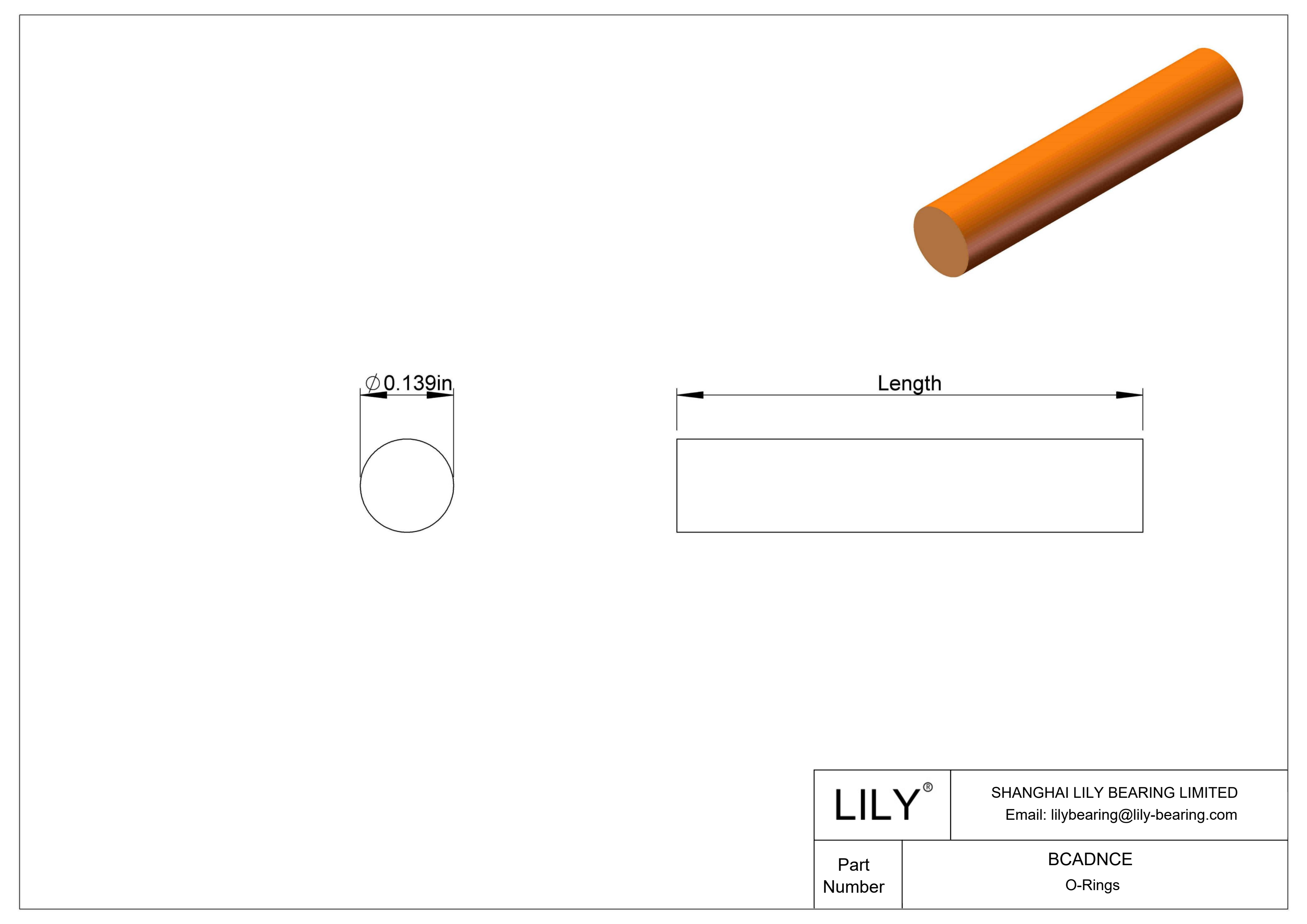 BCADNCE 圆形耐化学性O 形圈软线库存 cad drawing