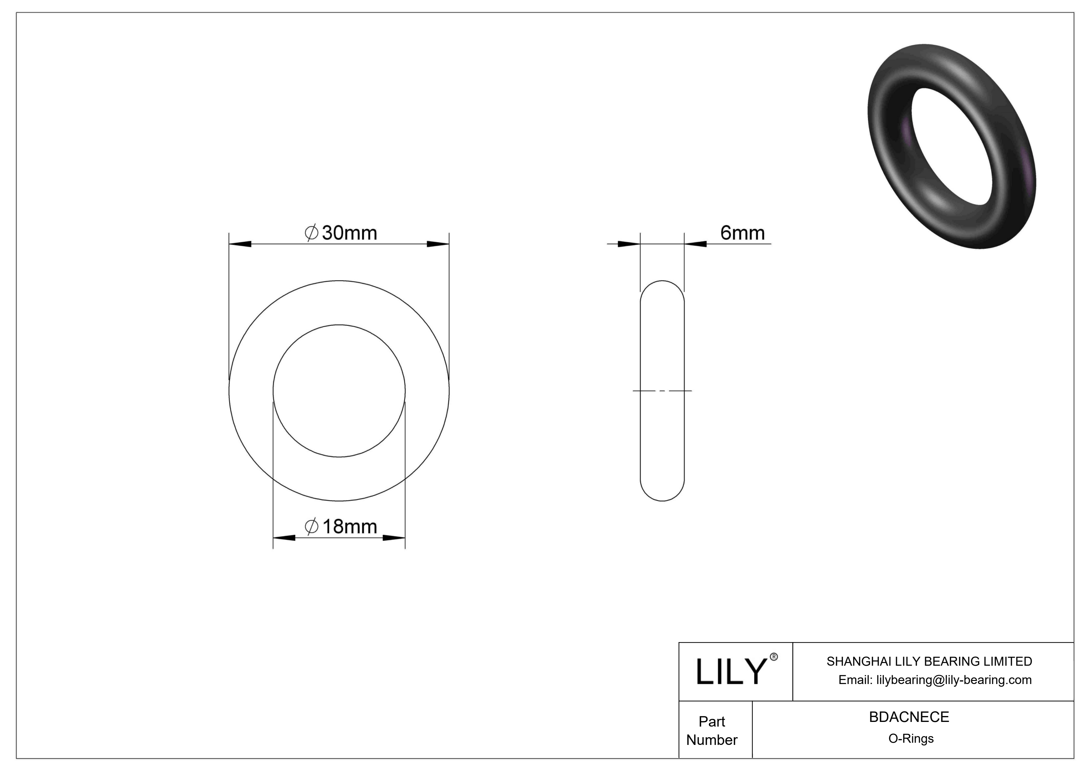 BDACNECE Oil Resistant O-Rings Round cad drawing