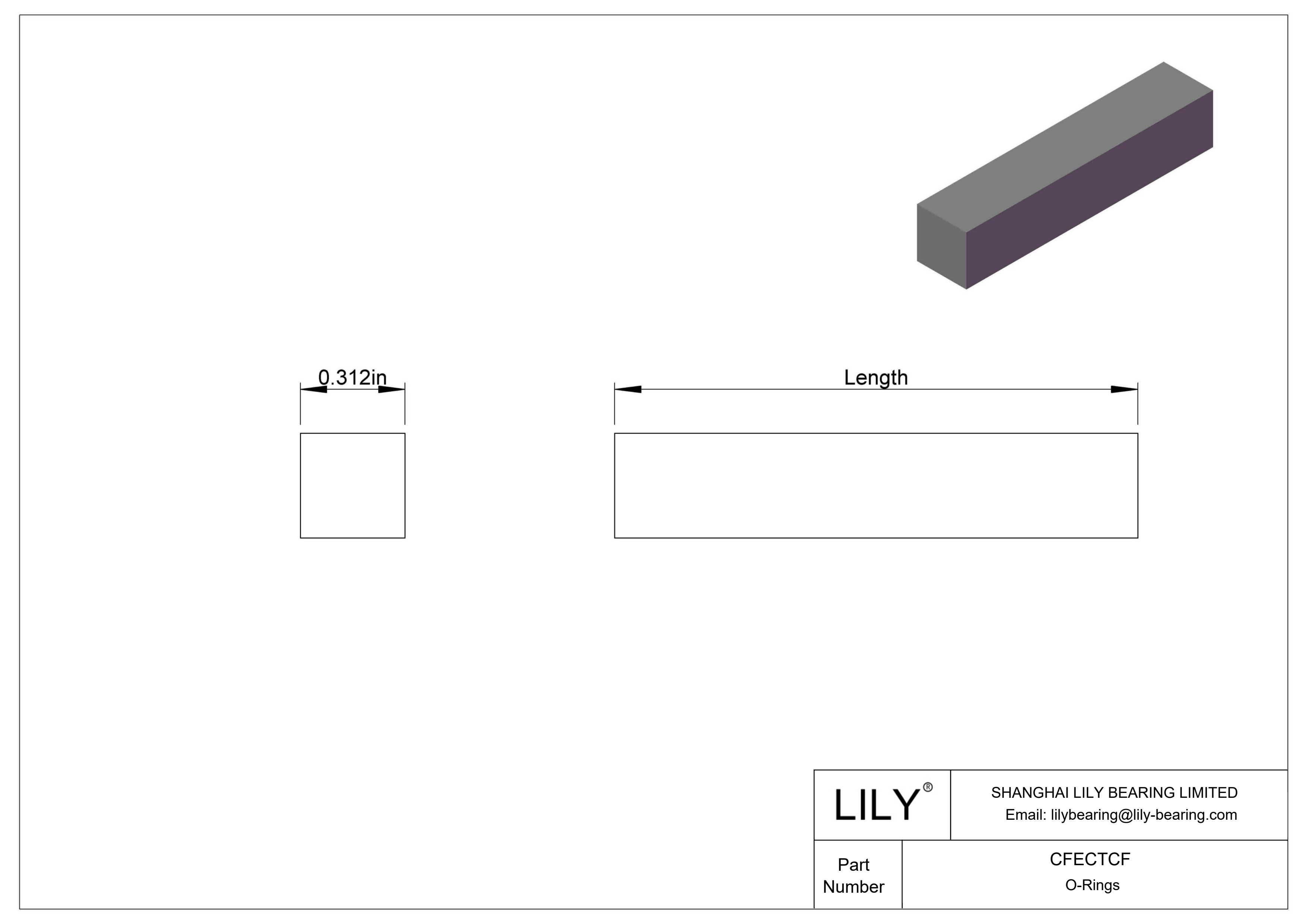 CFECTCF Junta tórica resistente a productos químicos Cordón cuadrado cad drawing