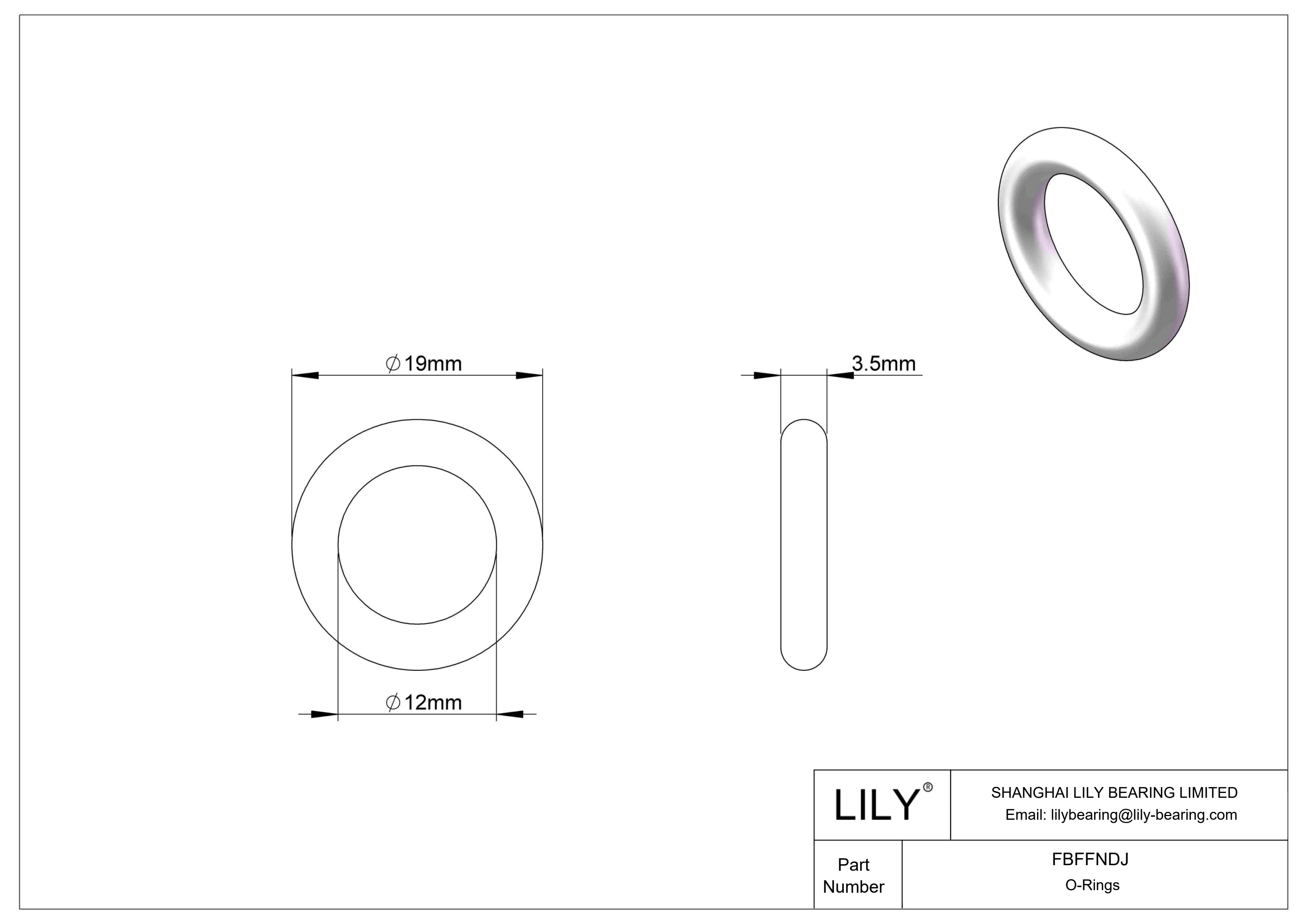 FBFFNDJ Juntas tóricas redondas resistentes a productos químicos cad drawing