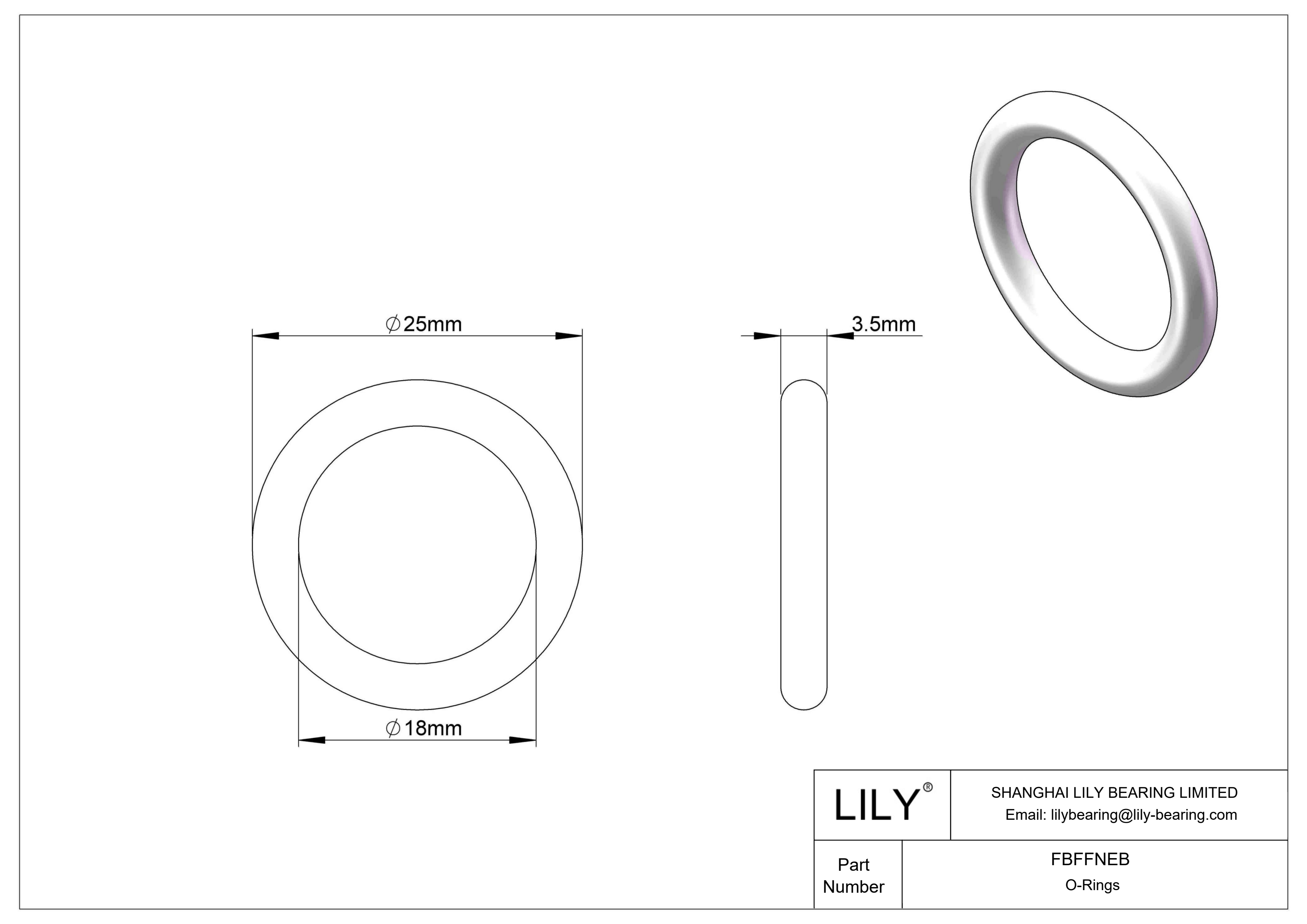 FBFFNEB Chemical Resistant O-rings Round cad drawing