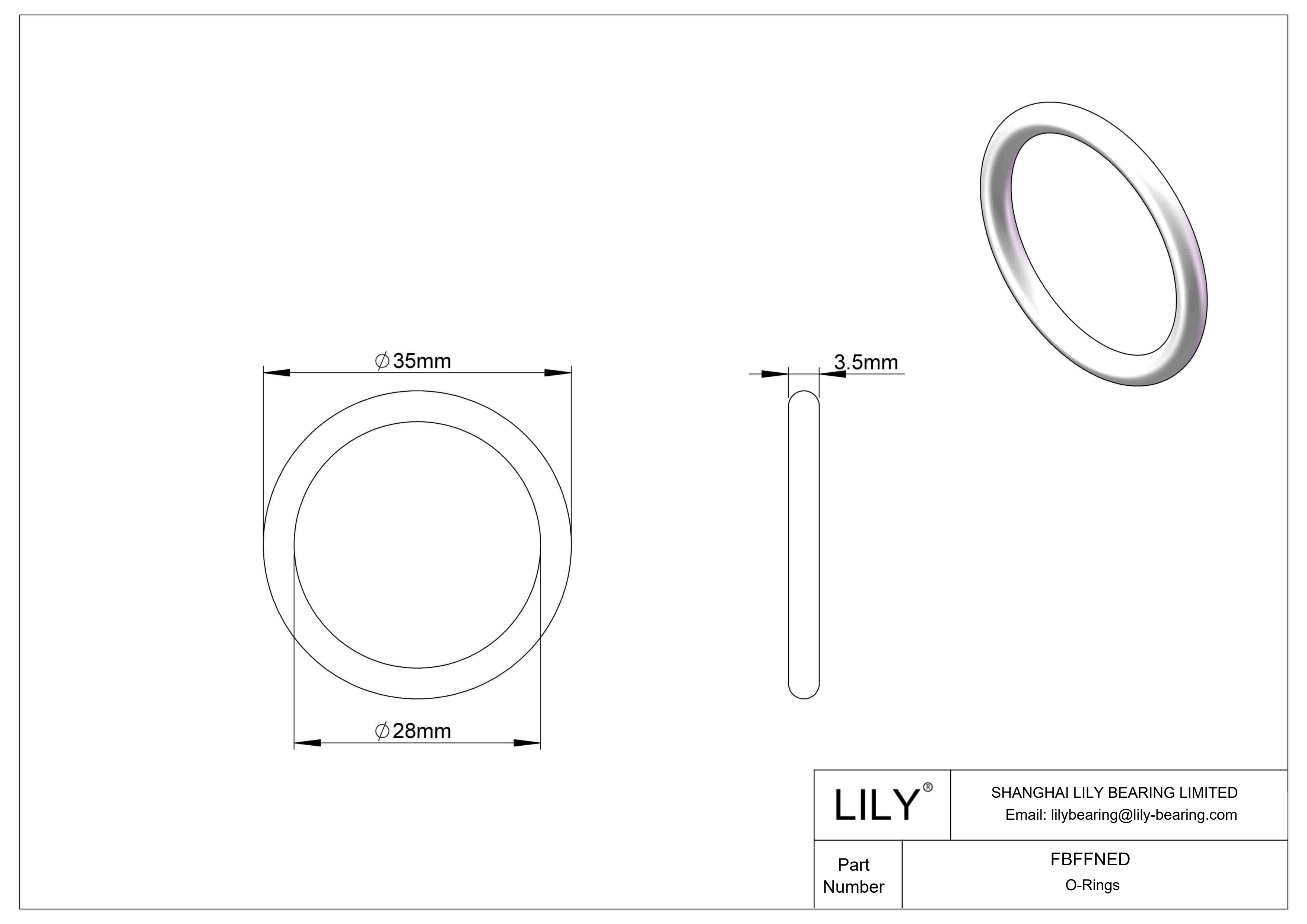 FBFFNED Juntas tóricas redondas resistentes a productos químicos cad drawing