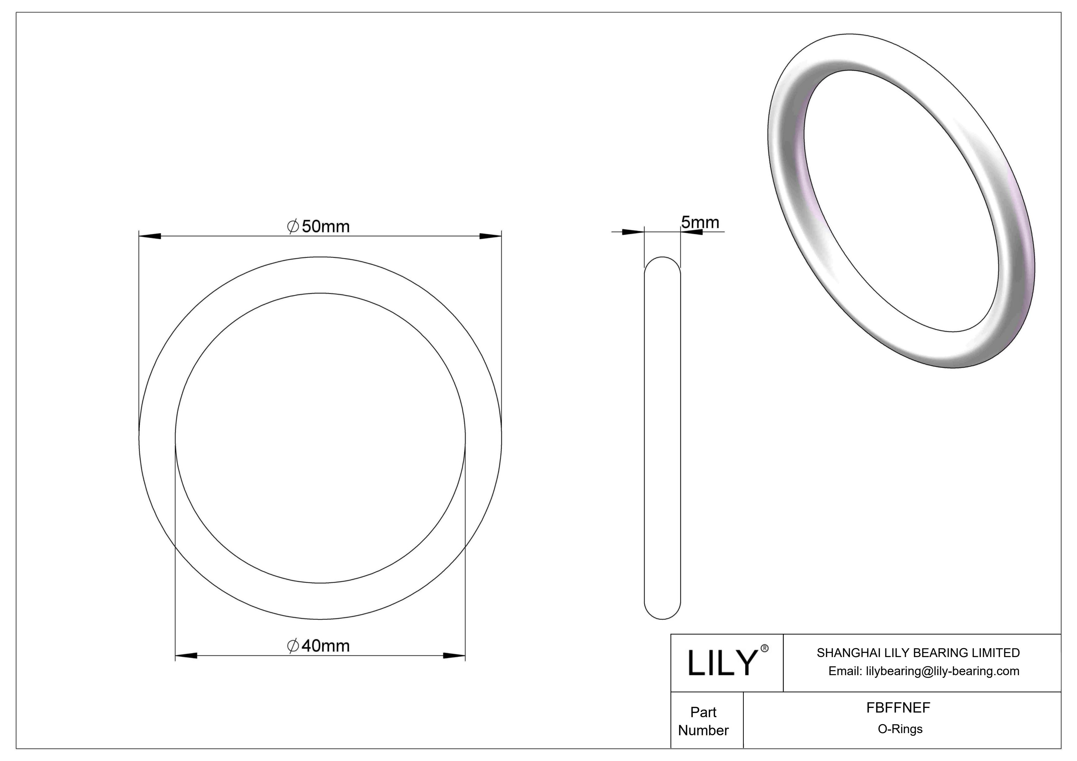 FBFFNEF Chemical Resistant O-rings Round cad drawing