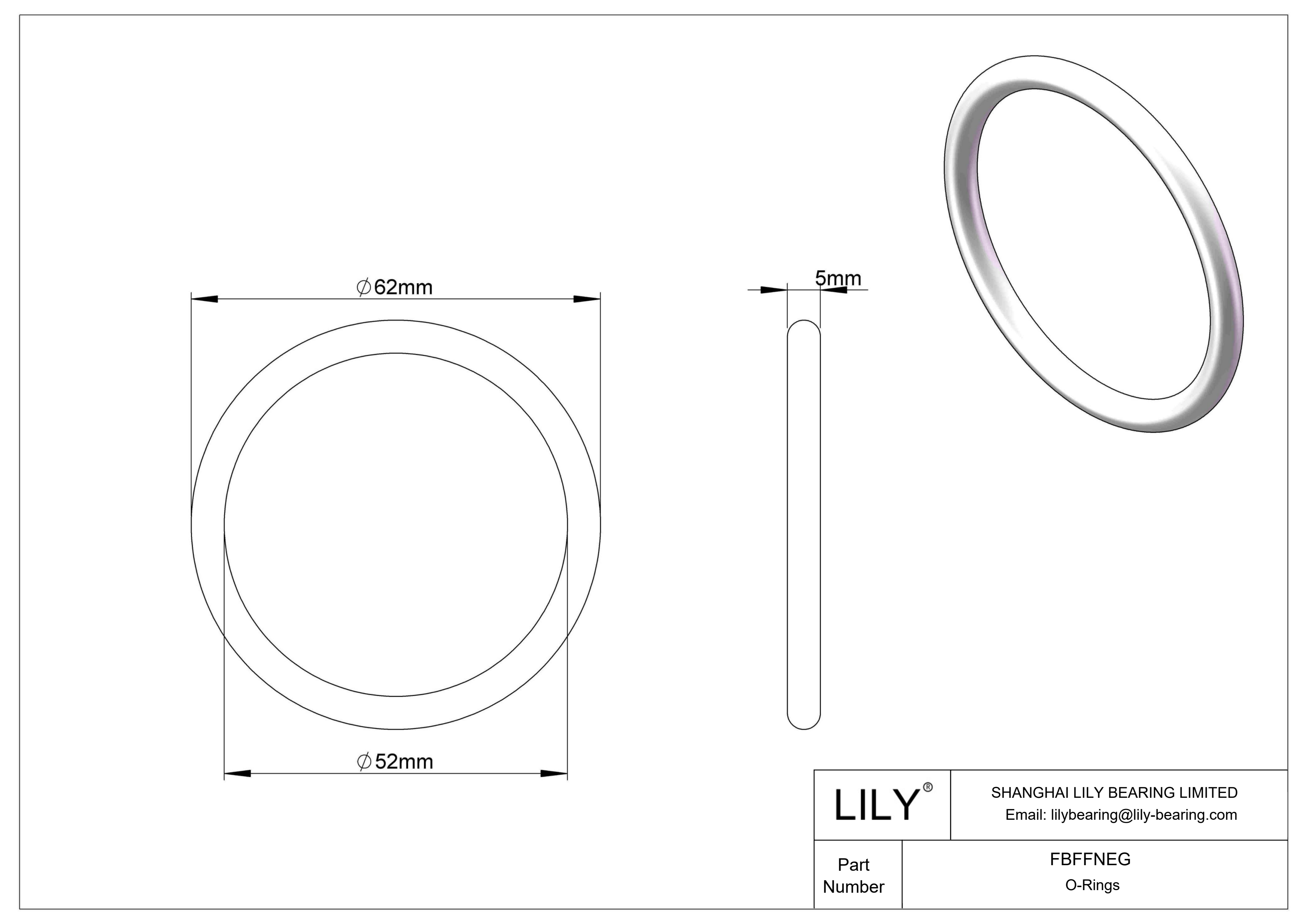 FBFFNEG Chemical Resistant O-rings Round cad drawing