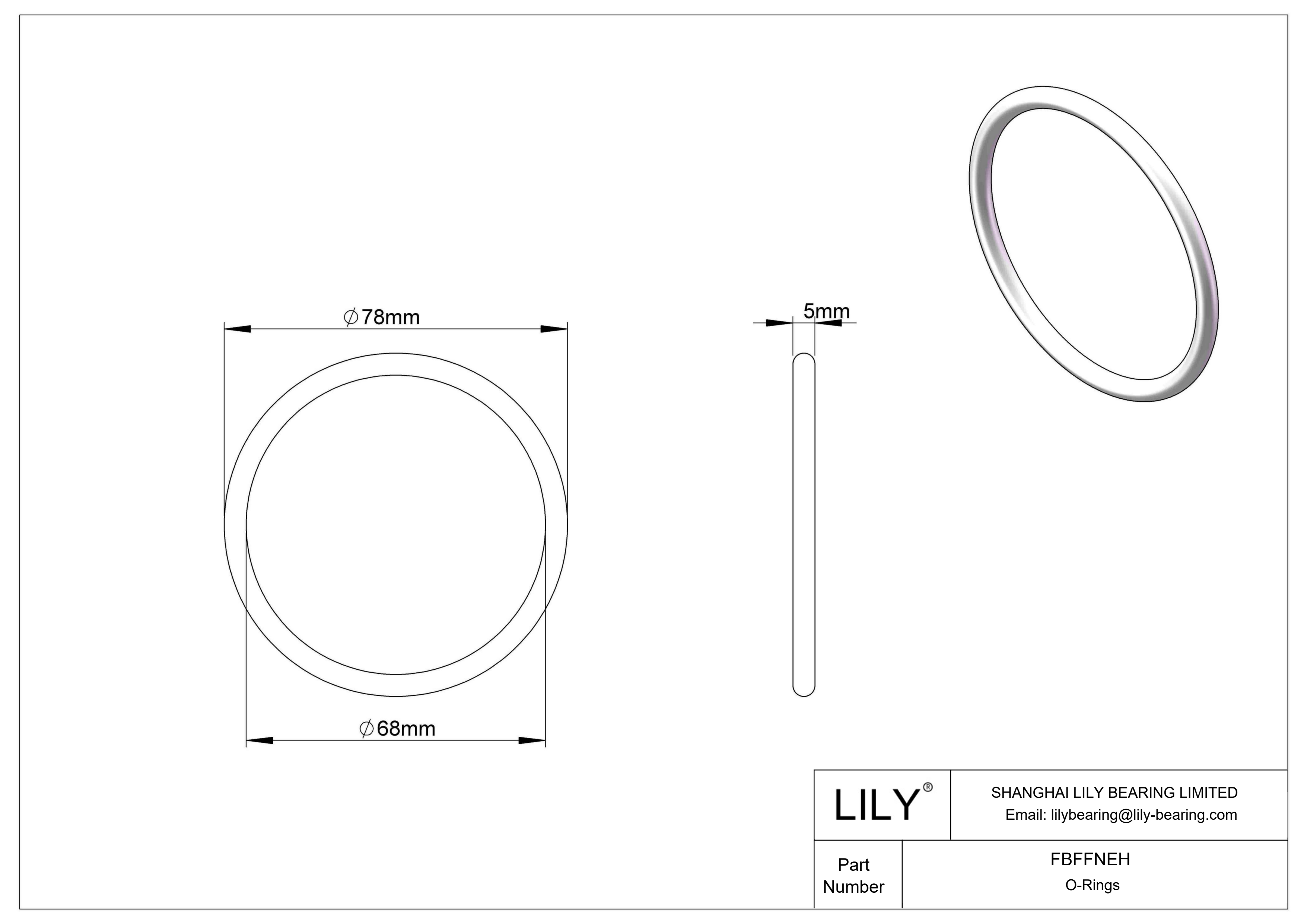 FBFFNEH Chemical Resistant O-rings Round cad drawing