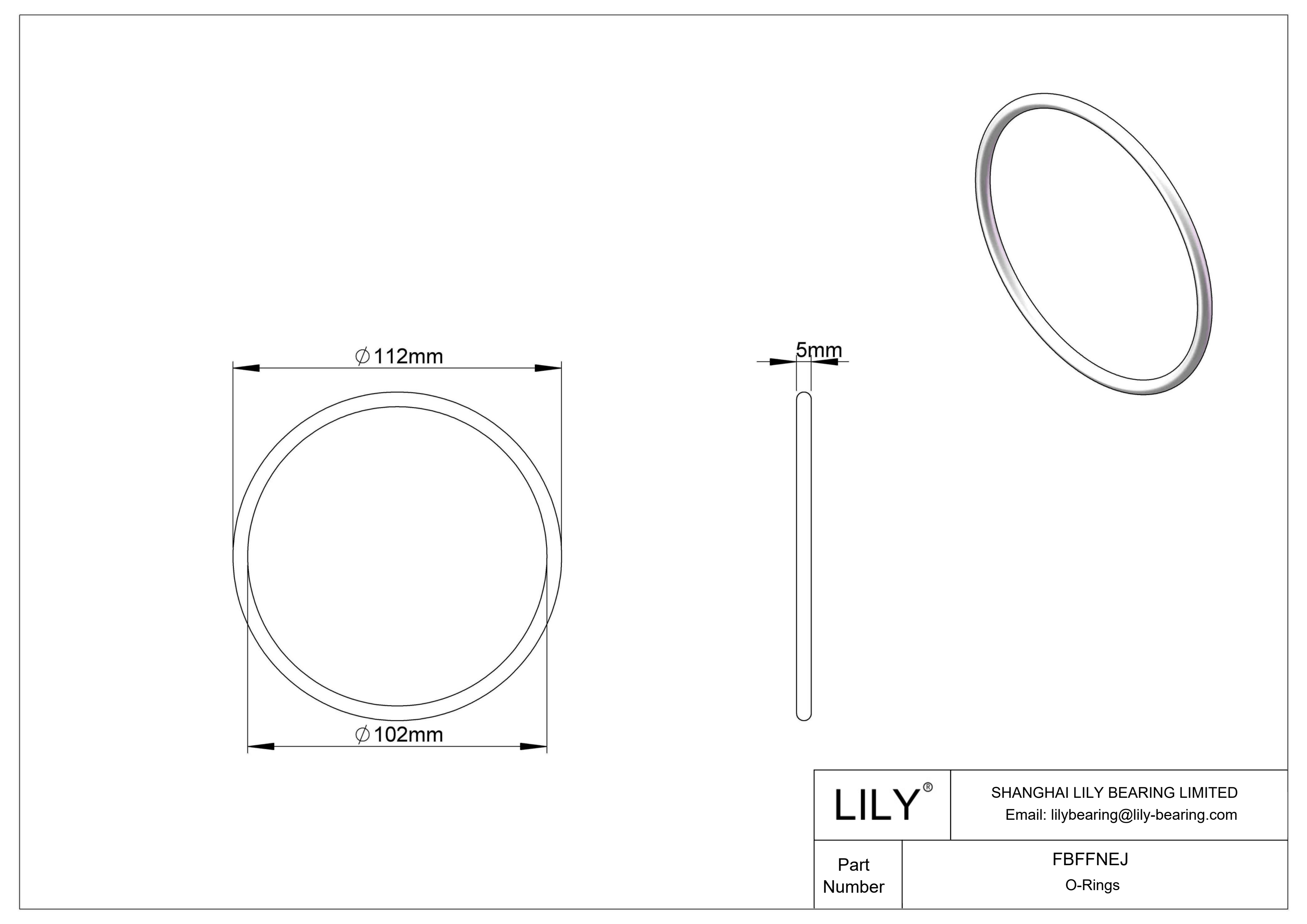 FBFFNEJ Chemical Resistant O-rings Round cad drawing