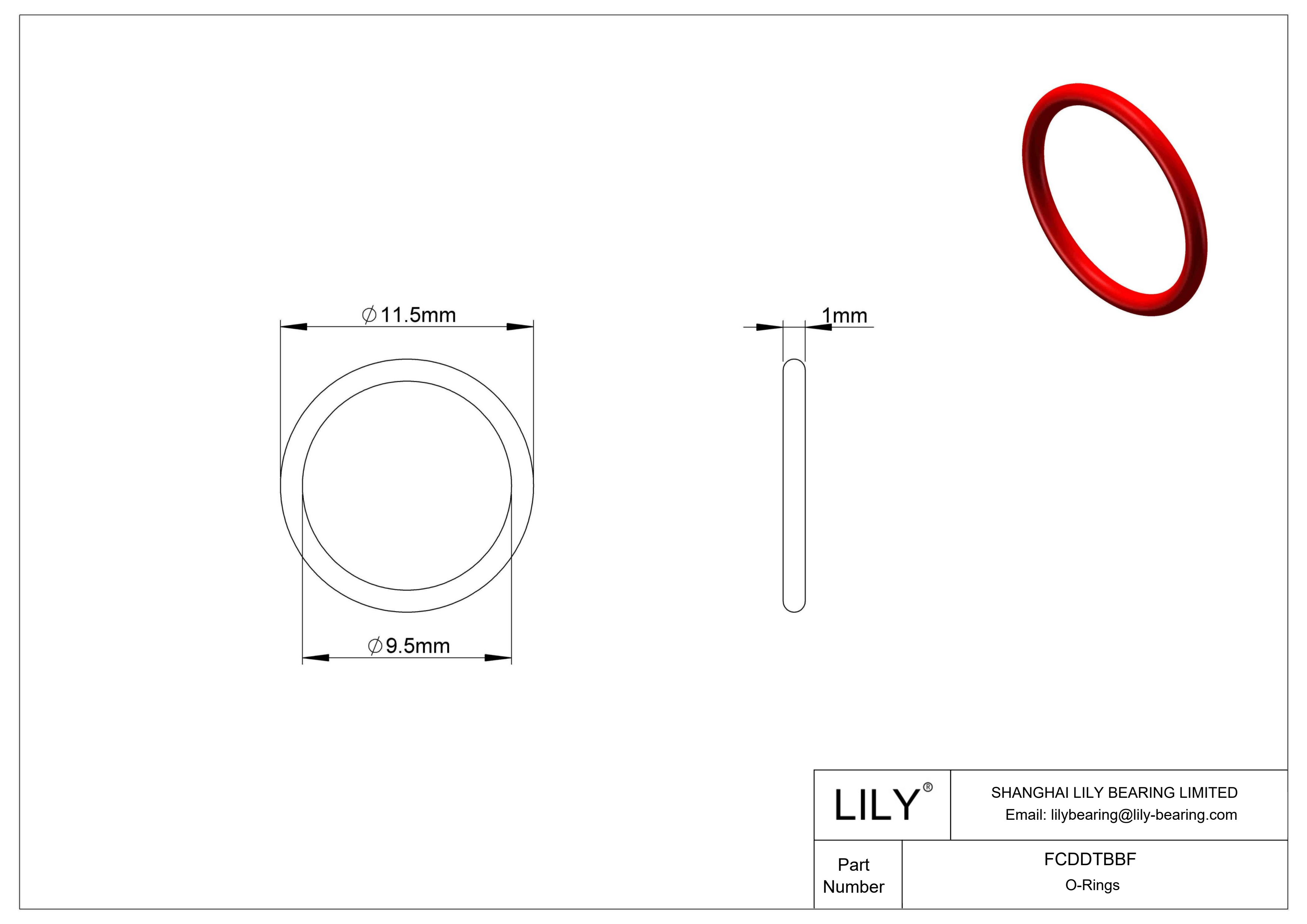 FCDDTBBF High Temperature O-Rings Round cad drawing