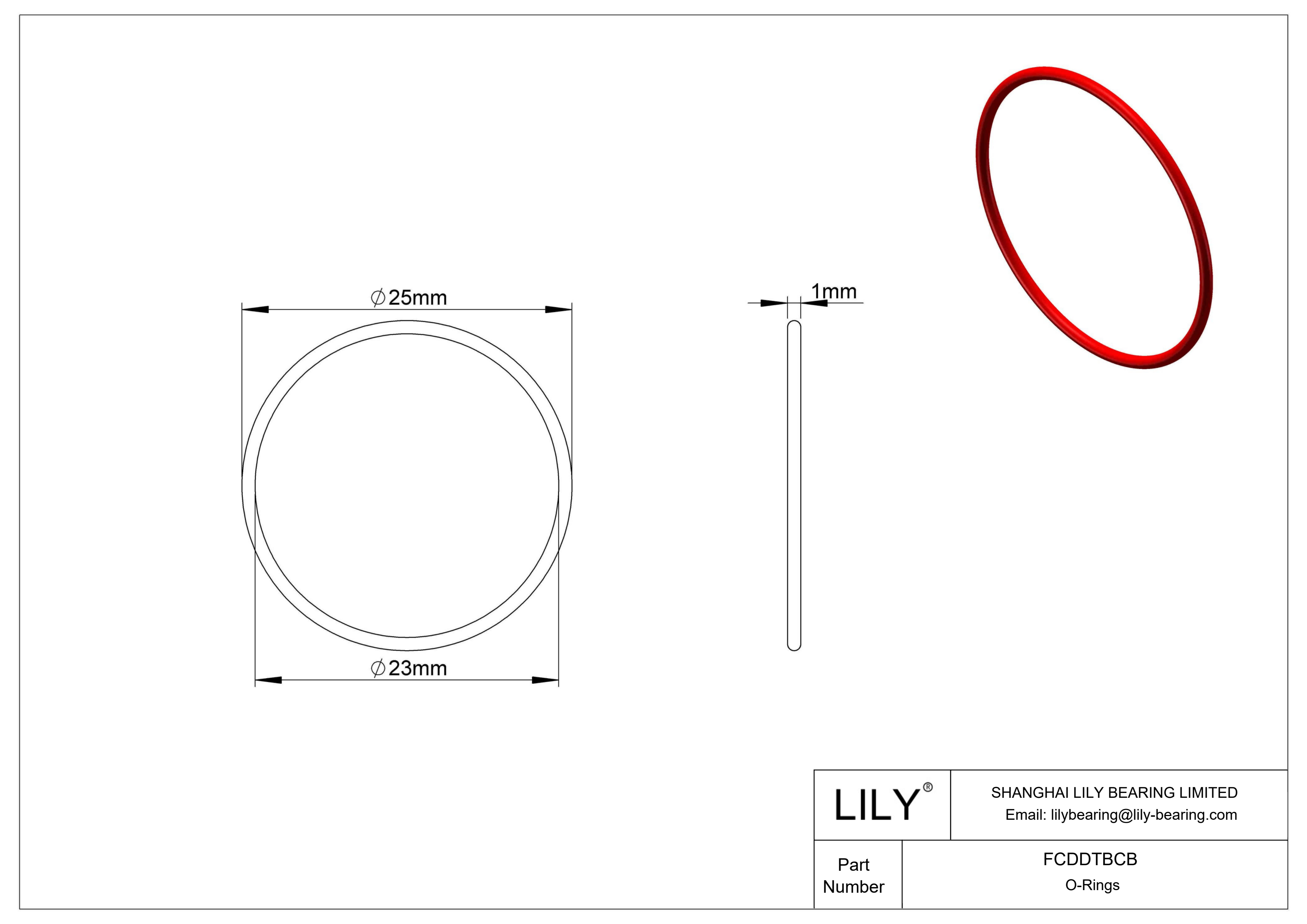 FCDDTBCB Juntas tóricas de alta temperatura redondas cad drawing