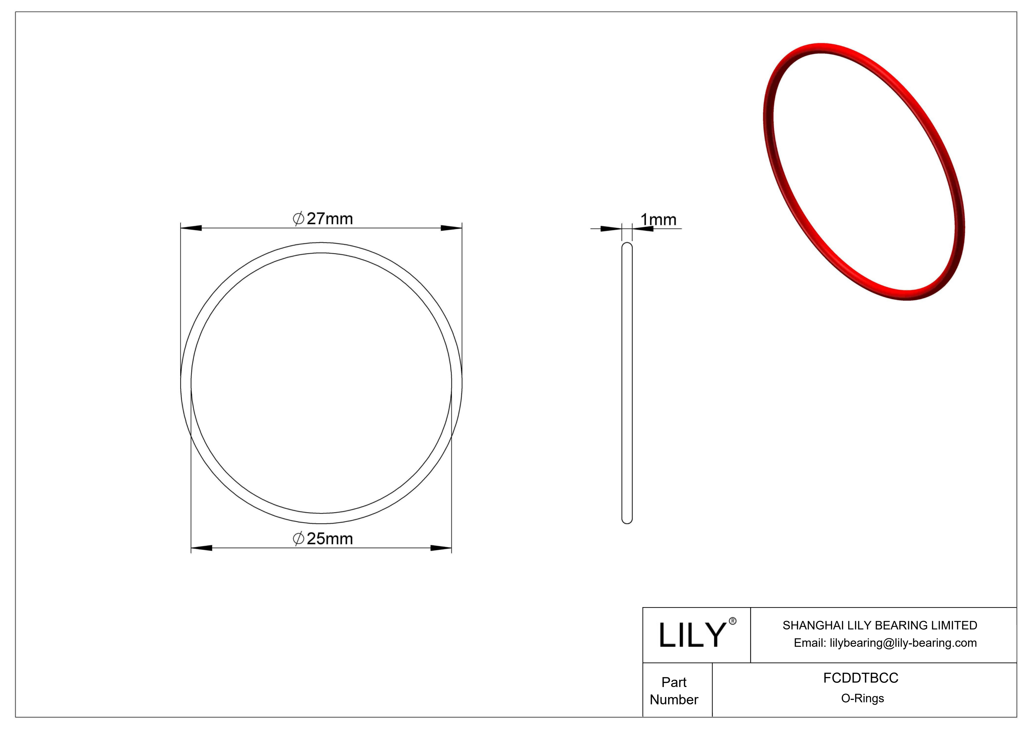 FCDDTBCC Juntas tóricas de alta temperatura redondas cad drawing