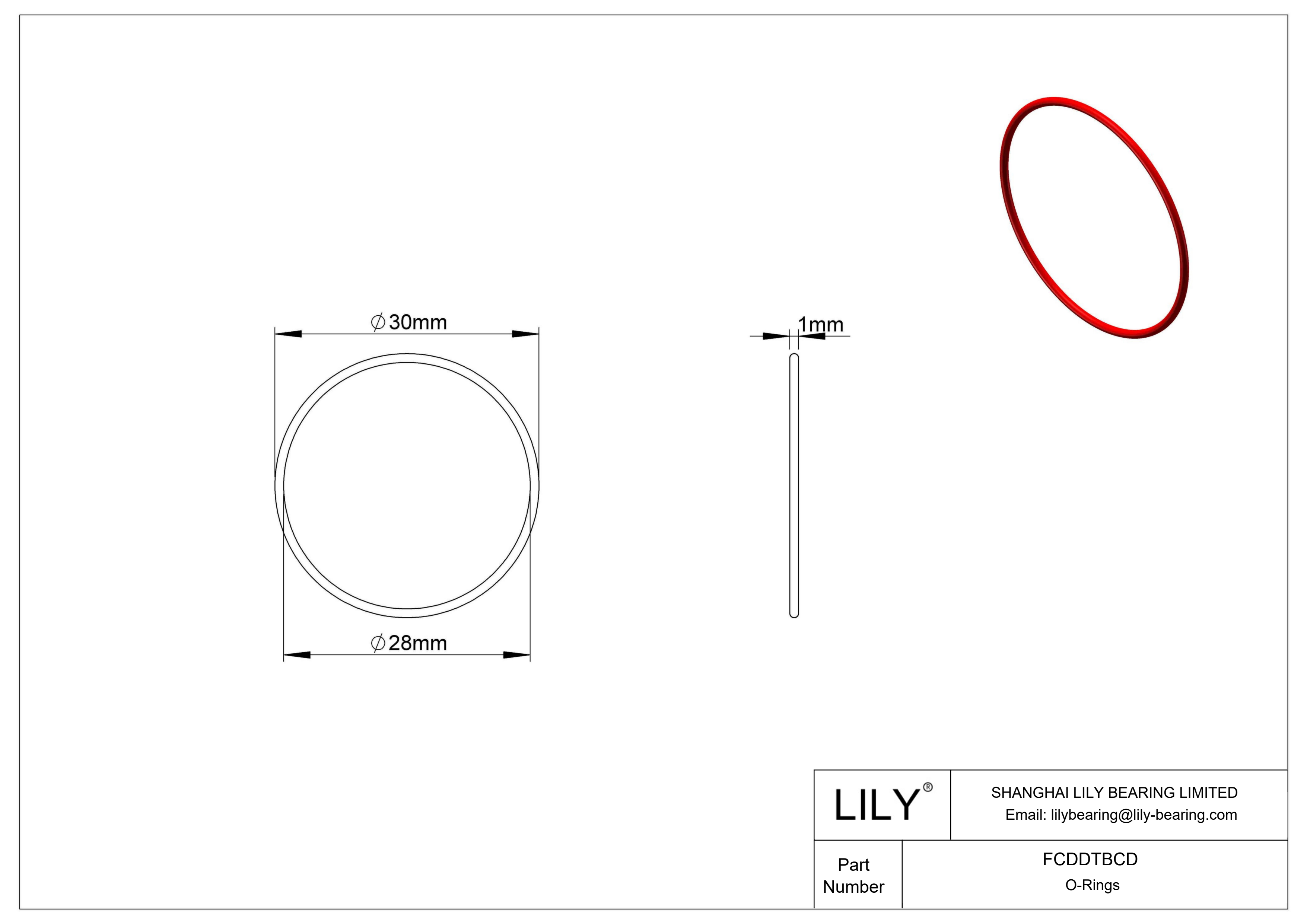 FCDDTBCD High Temperature O-Rings Round cad drawing